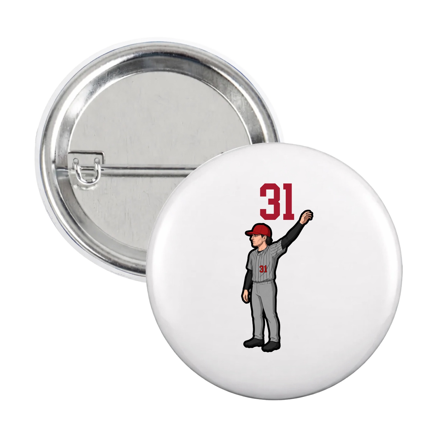 Game Day Button — Number Top in White