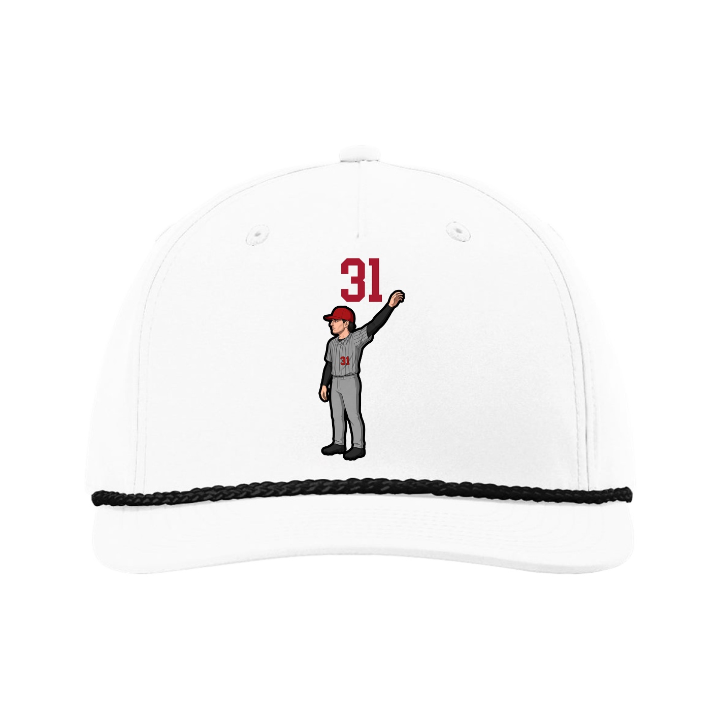 Five-Panel Classic Rope Cap — Number Top in White