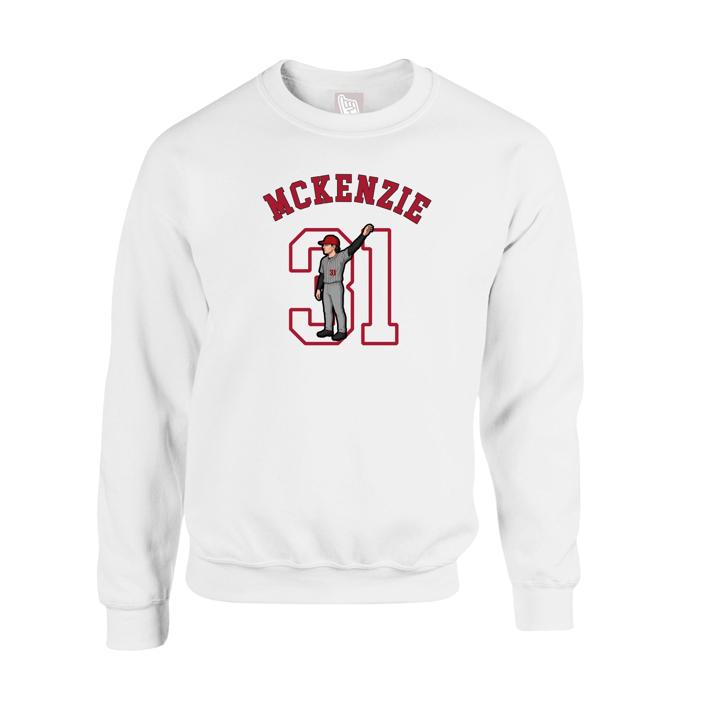 Fleece Crew — Shirsey Arch in White