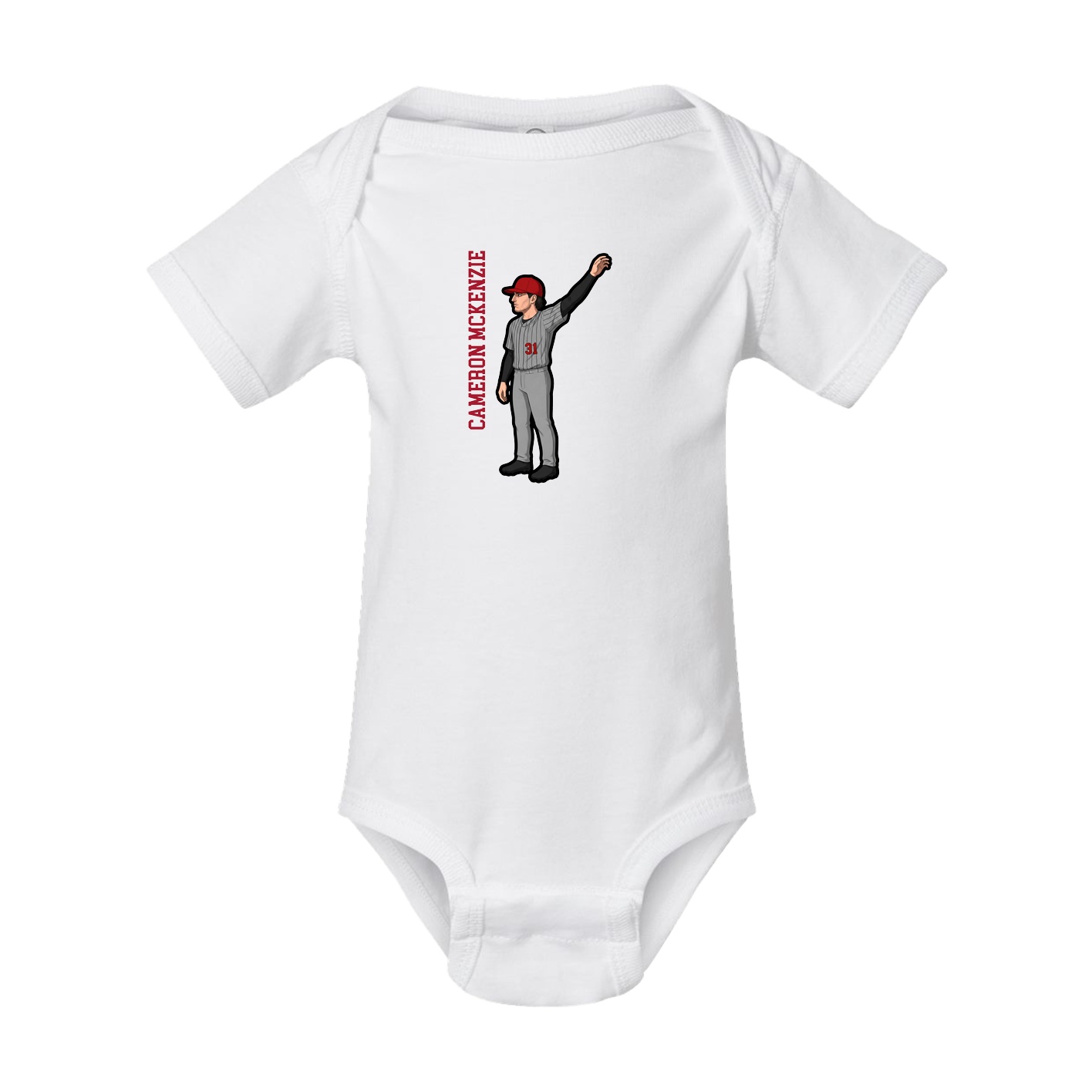 Baby Onesie — Name Vertical in White