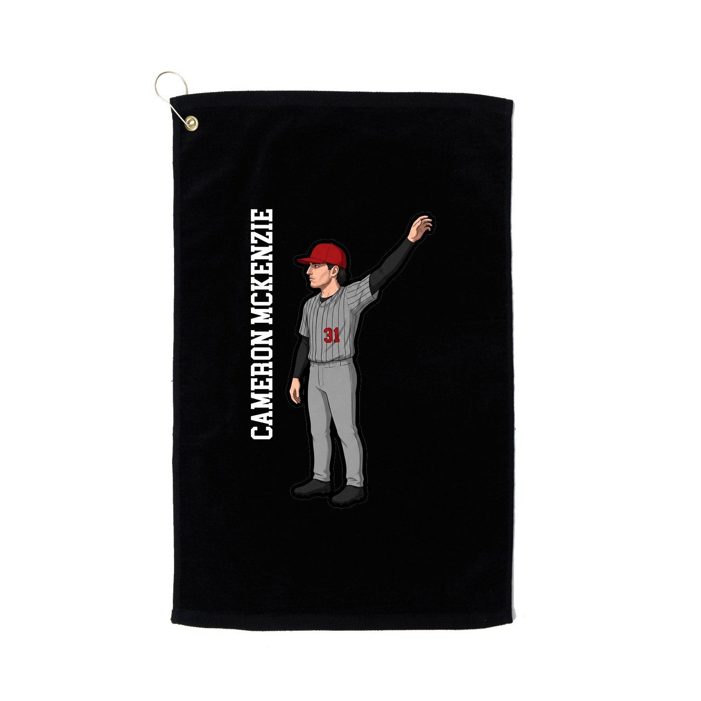Golf Towel — Name Vertical in Black