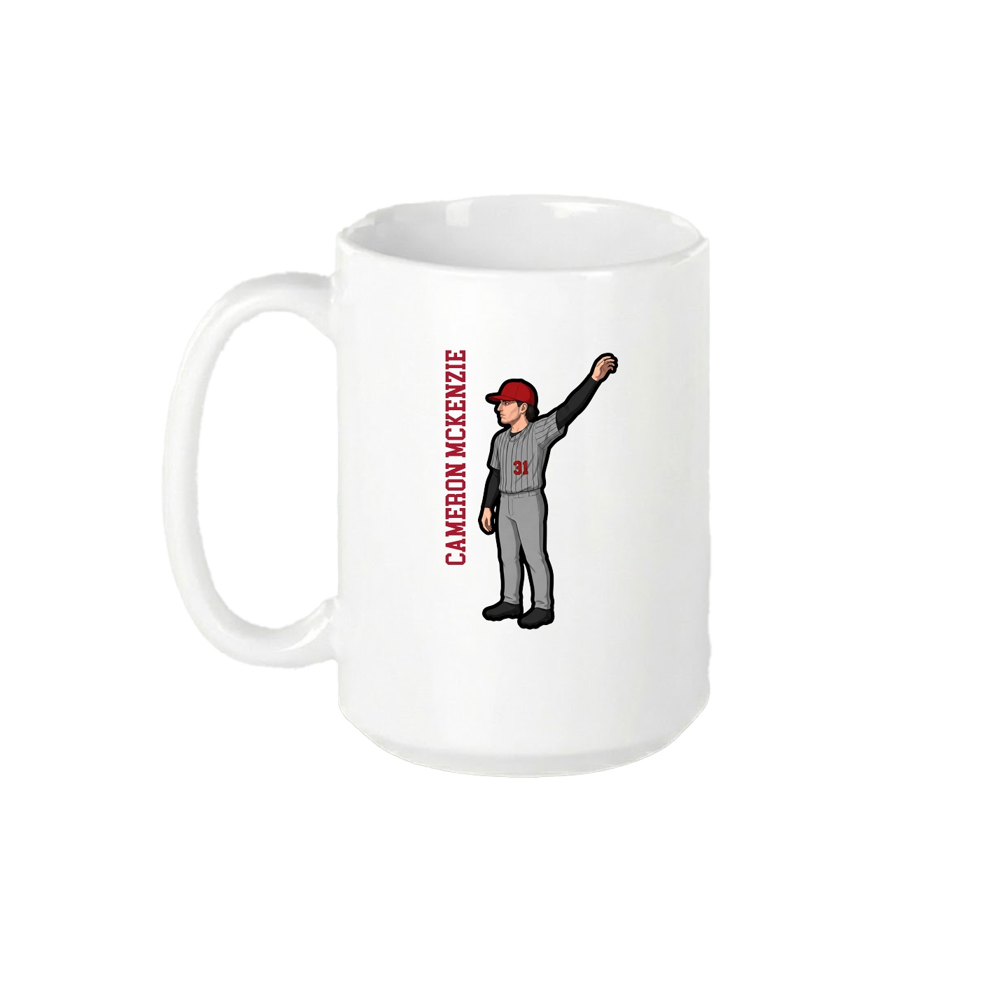15oz Coffee Mug — Name Vertical in White