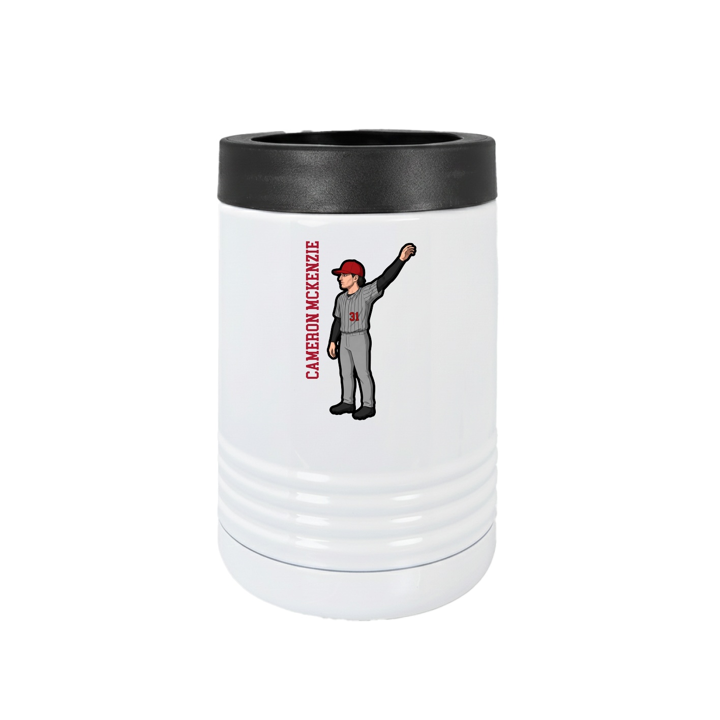 Beverage Holder — Name Vertical in White