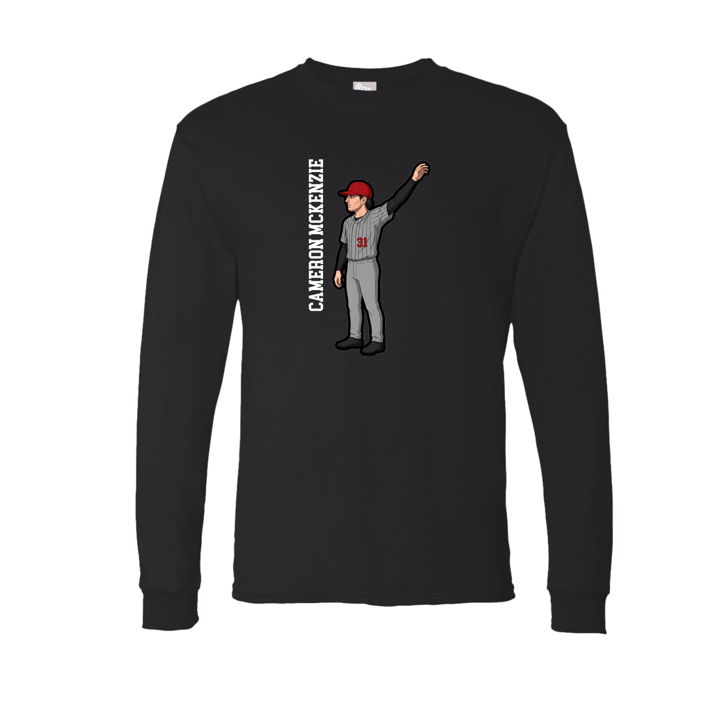 Long Sleeve Tee — Name Vertical in Black