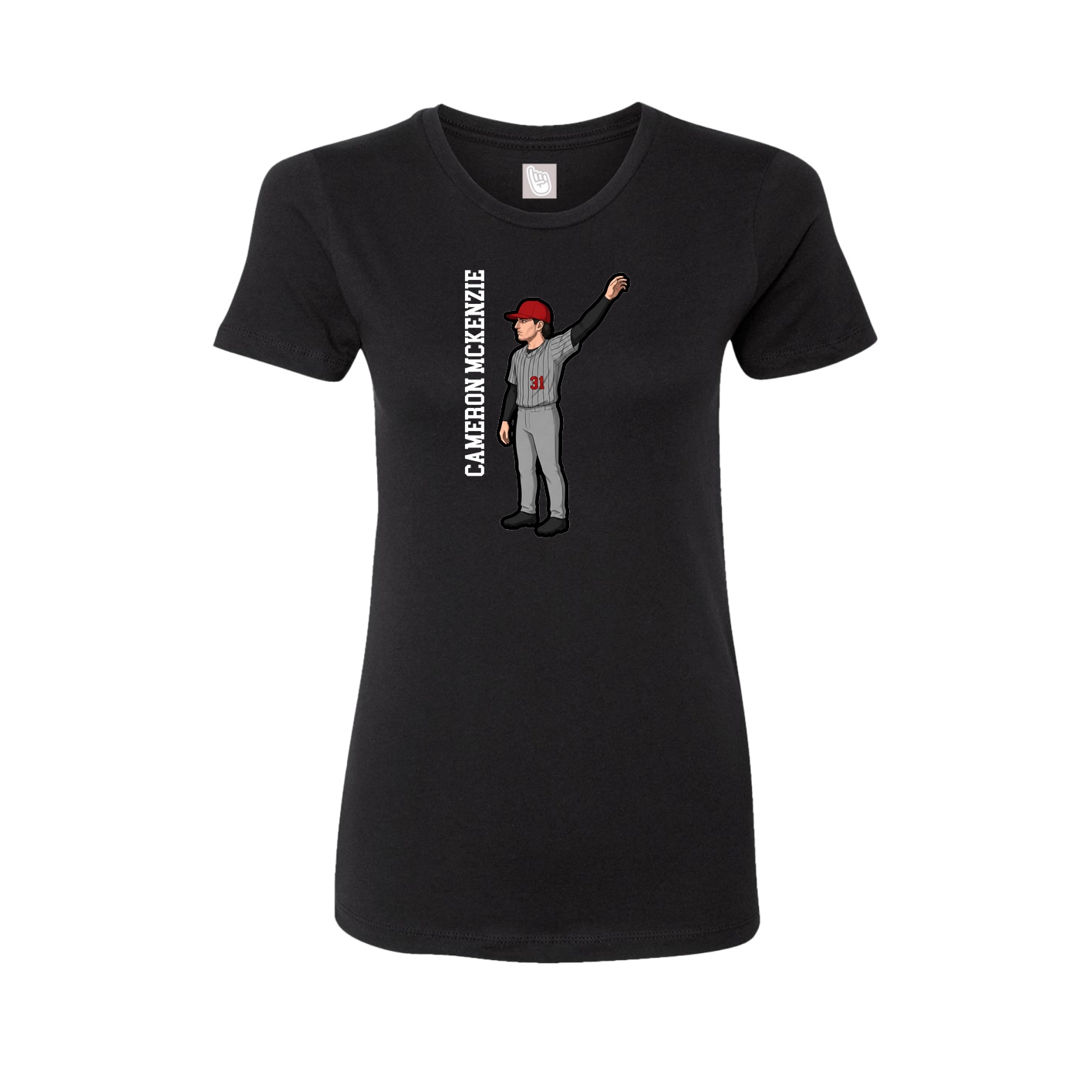 Womens Tee — Name Vertical in Black