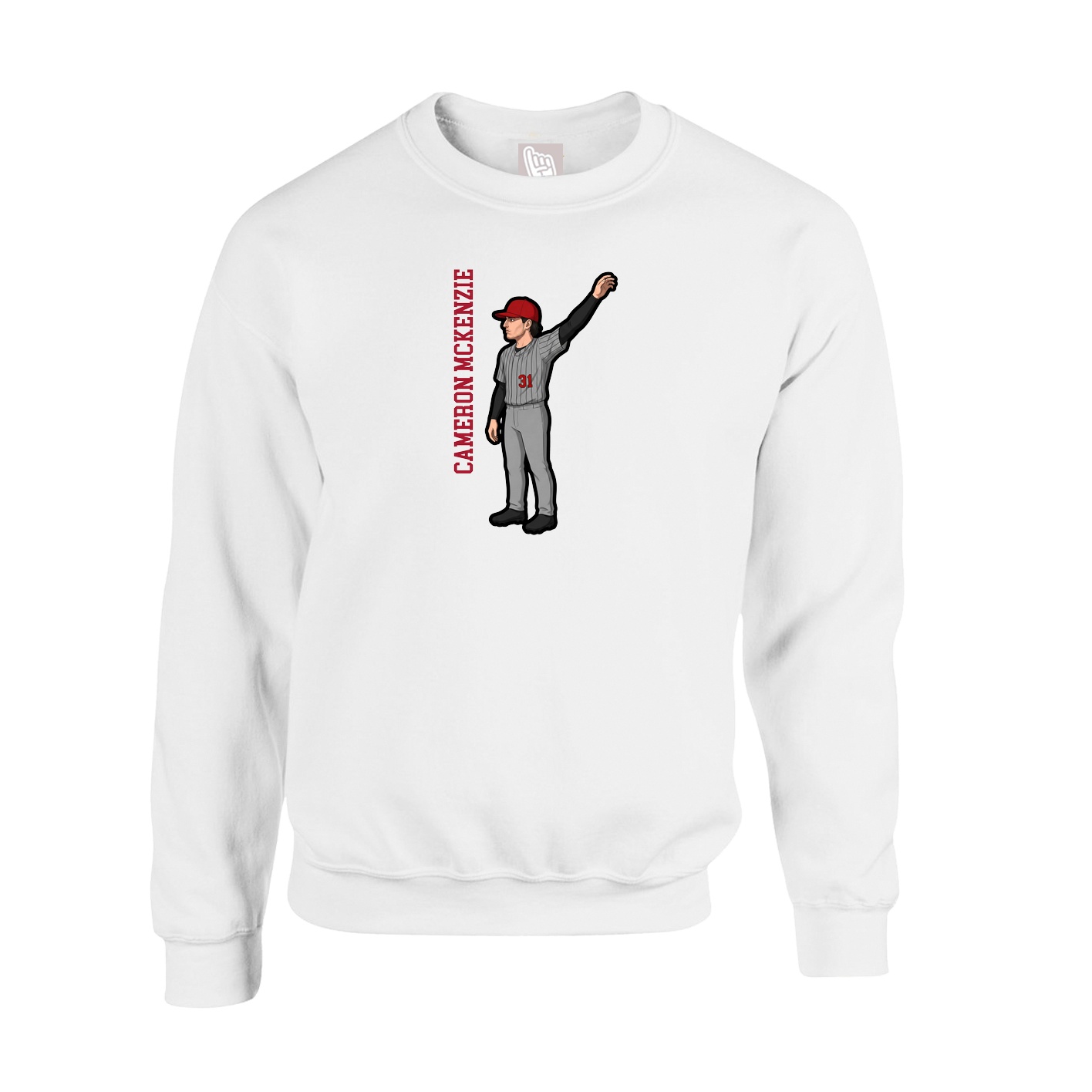 Fleece Crew — Name Vertical in White