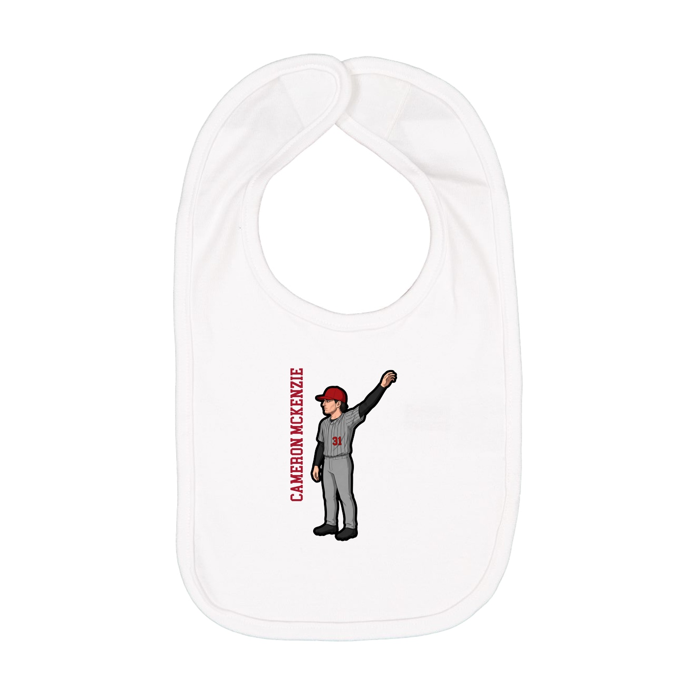 Infant Bib — Name Vertical in White
