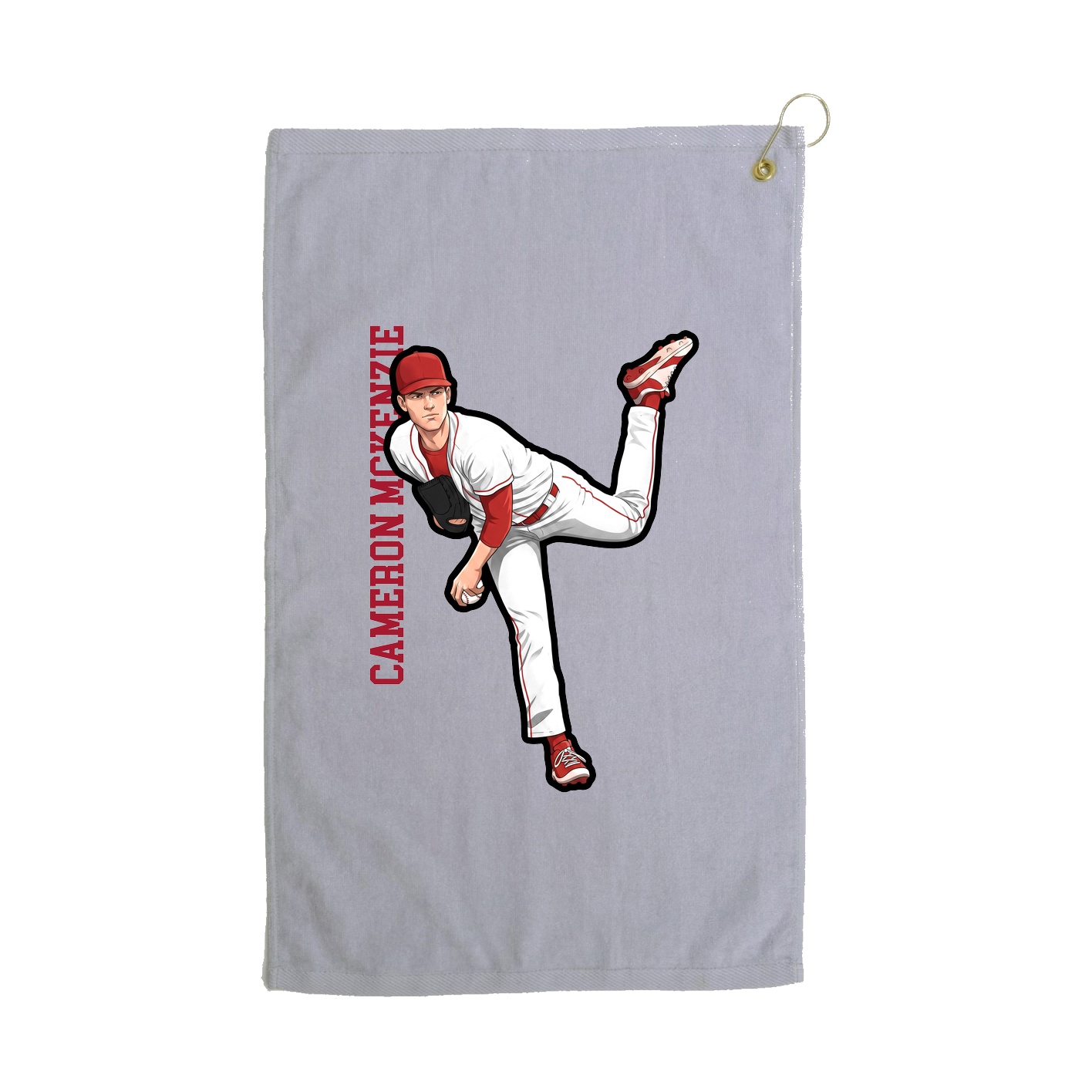 Golf Towel — Name Vertical in Grey