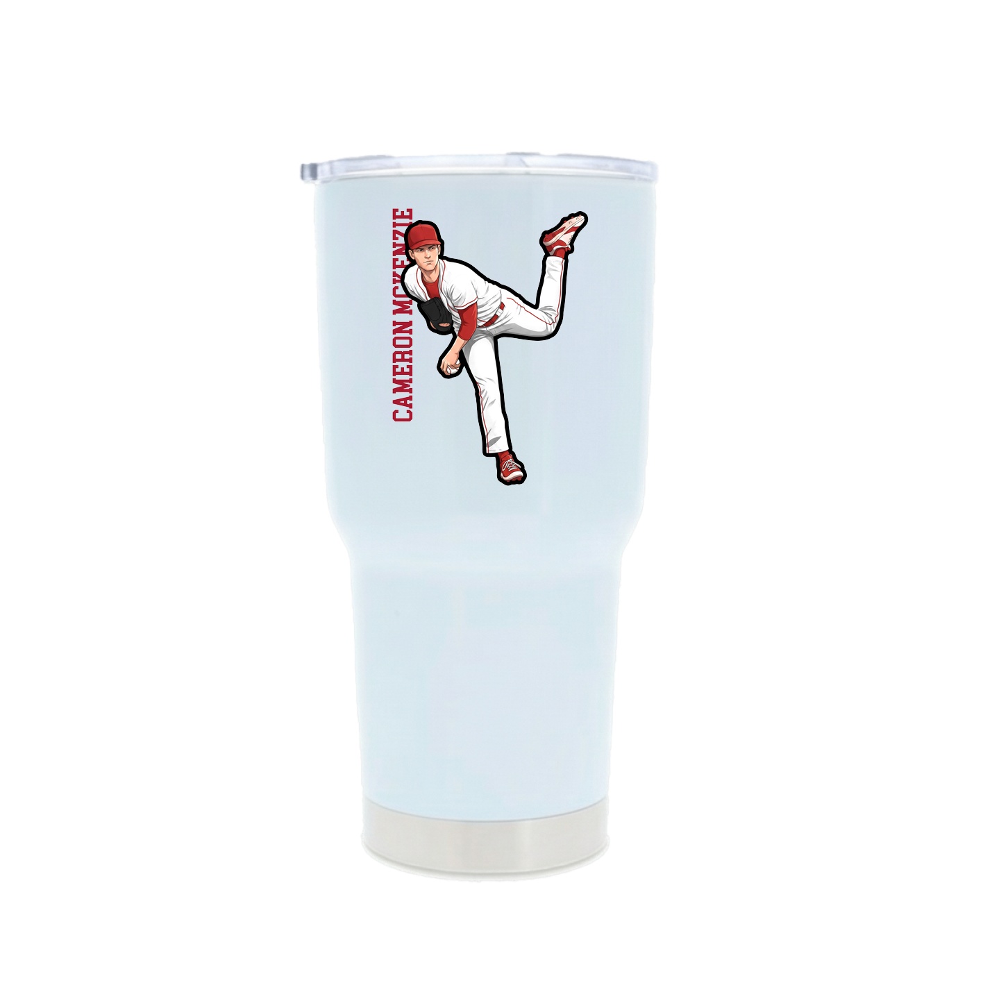 30oz Stainless Steel Tumbler — Name Vertical in White