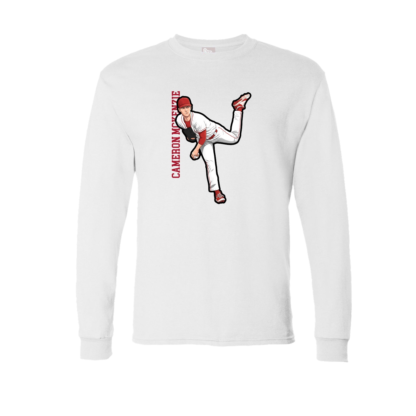 Long Sleeve Tee — Name Vertical in White