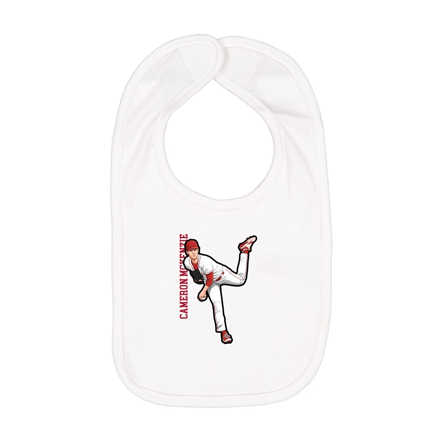 Infant Bib — Name Vertical in White