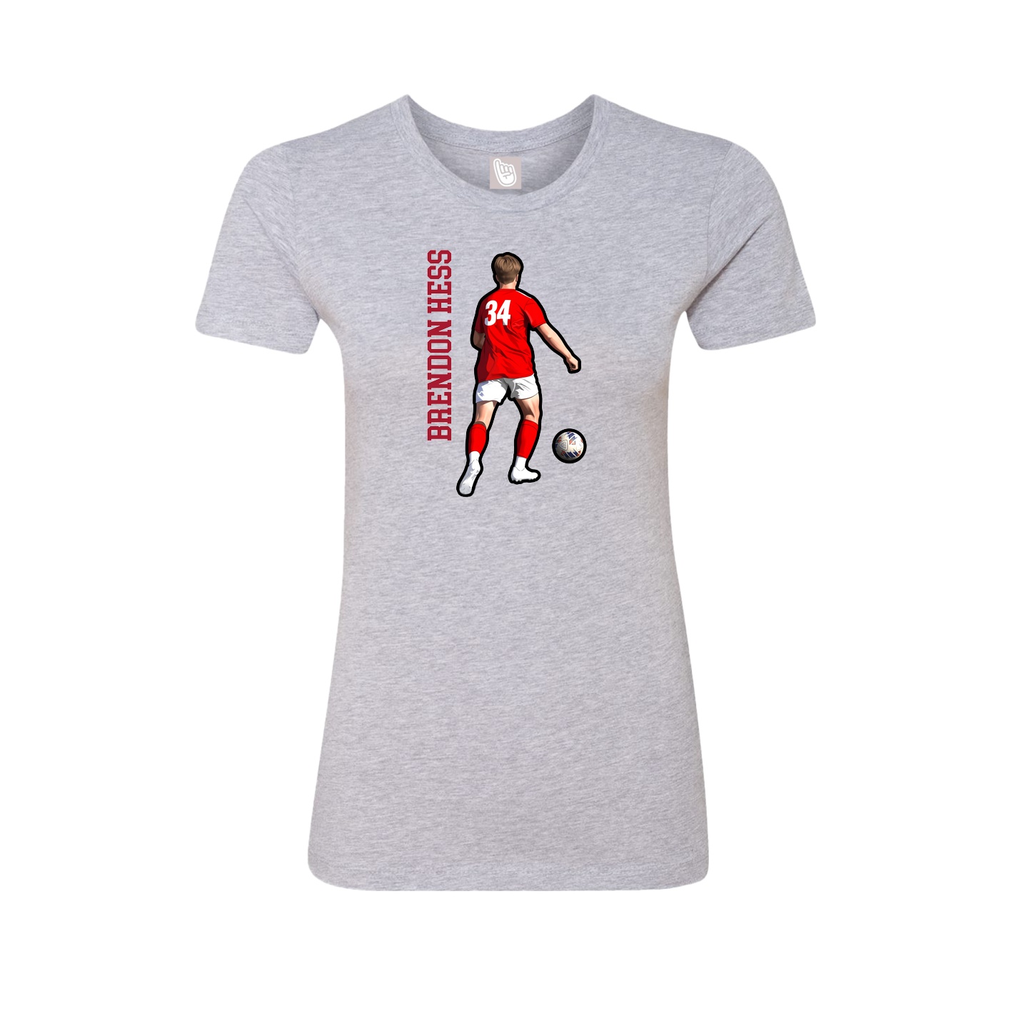 Fitted Women's Tee — Name Vertical in Grey