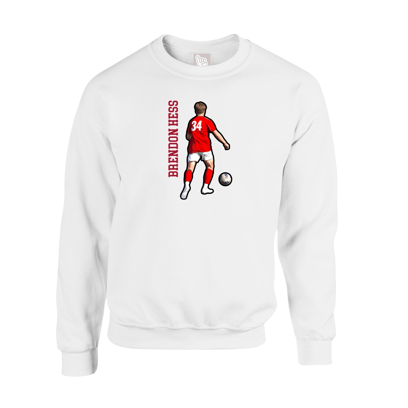 Fleece Crew — Name Vertical in White