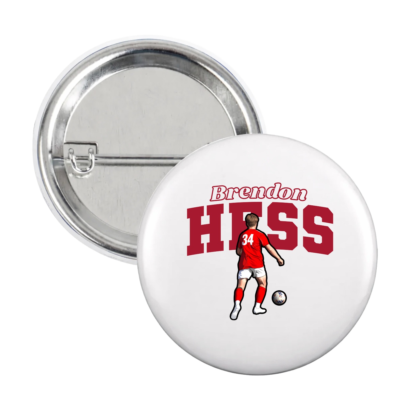Game Day Button — Name Arch in White