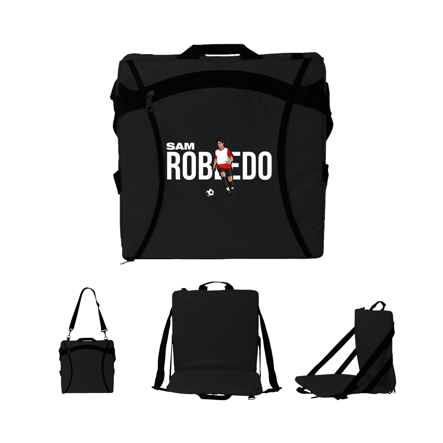 Folding Stadium Seat — Player Name in Black