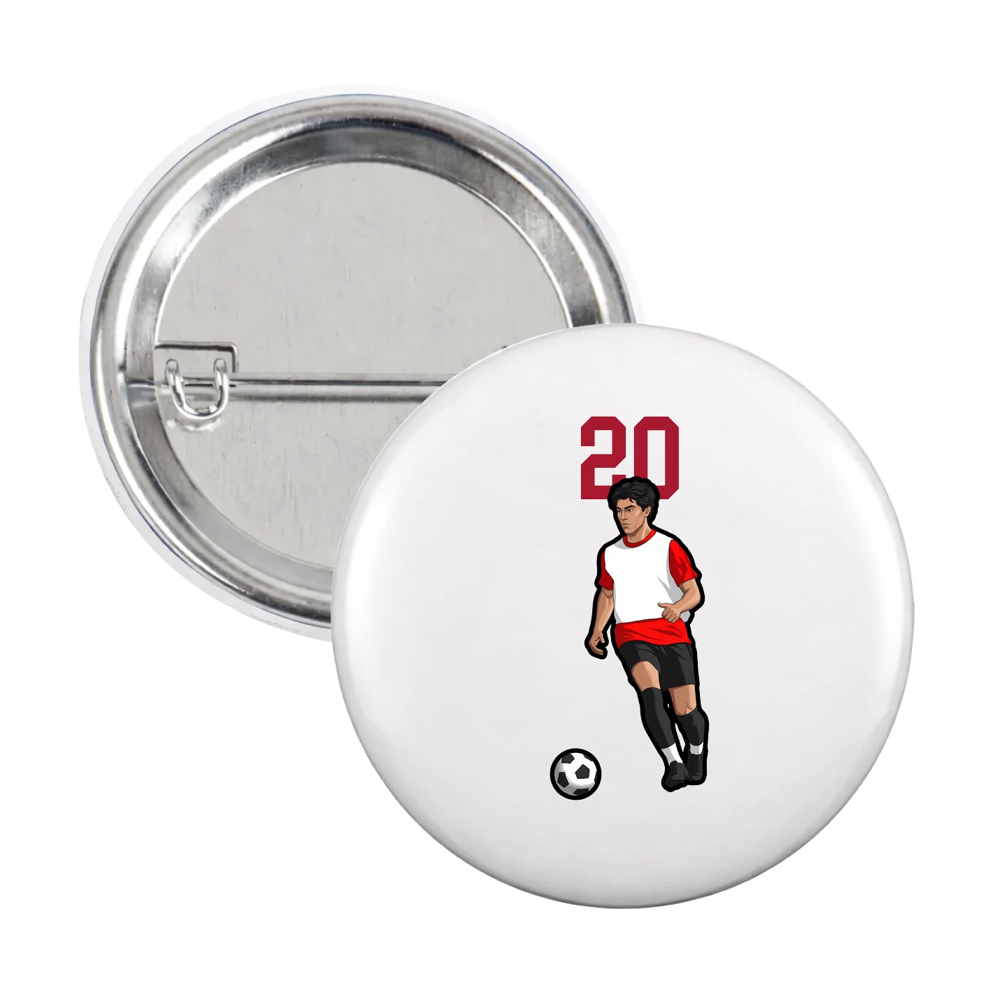 Game Day Button — Number Top in White