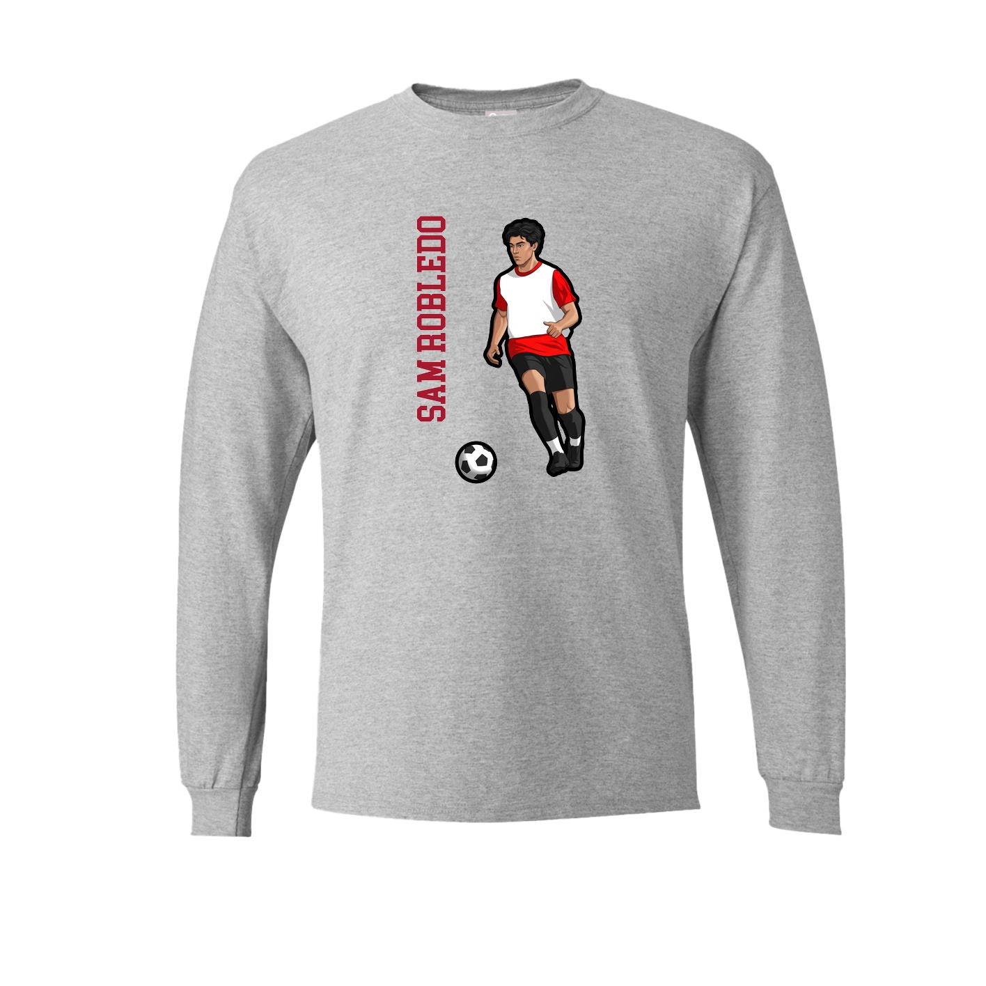 Long Sleeve Tee — Name Vertical in Grey