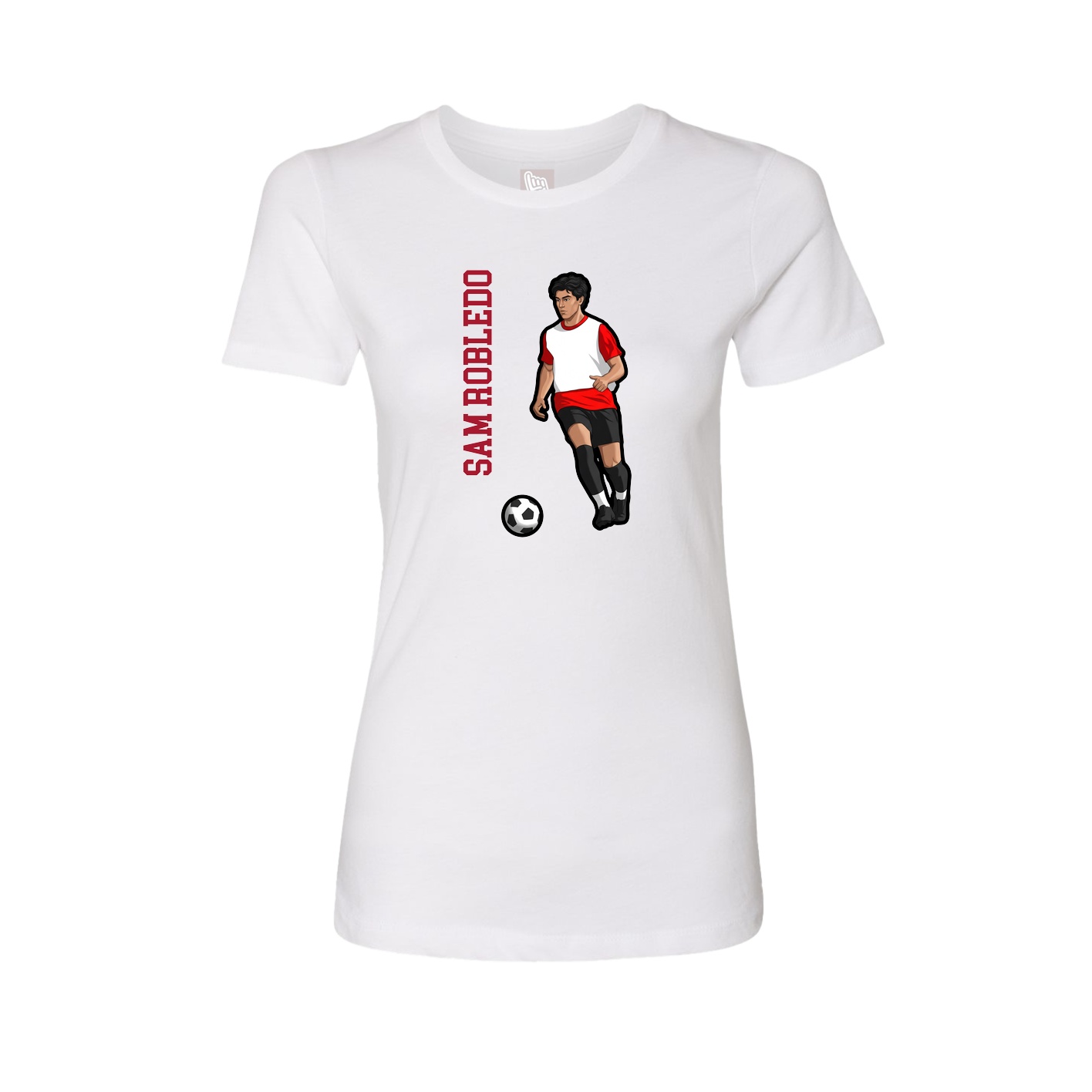 Fitted Women's Tee — Name Vertical in White