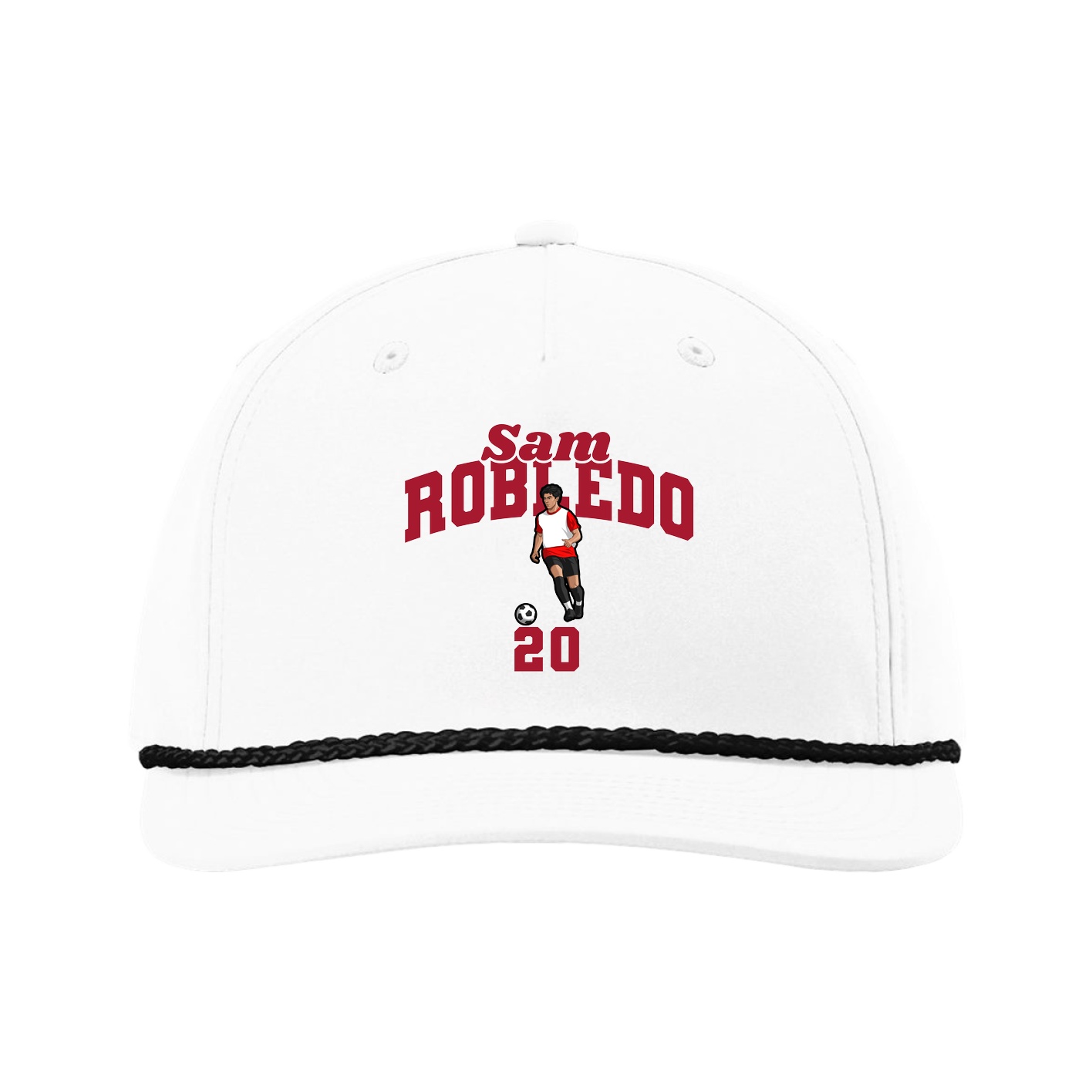 Five-Panel Classic Rope Cap — Signature Arch in White