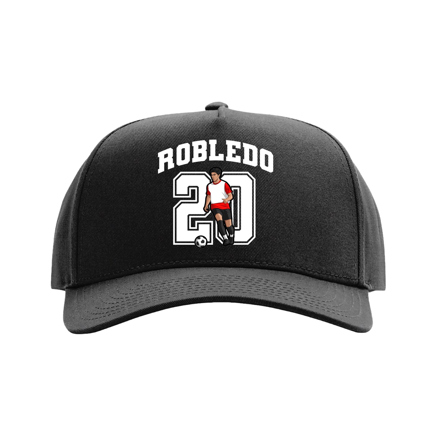 Full Fabric Five-Panel Champ Cap — Number in Black