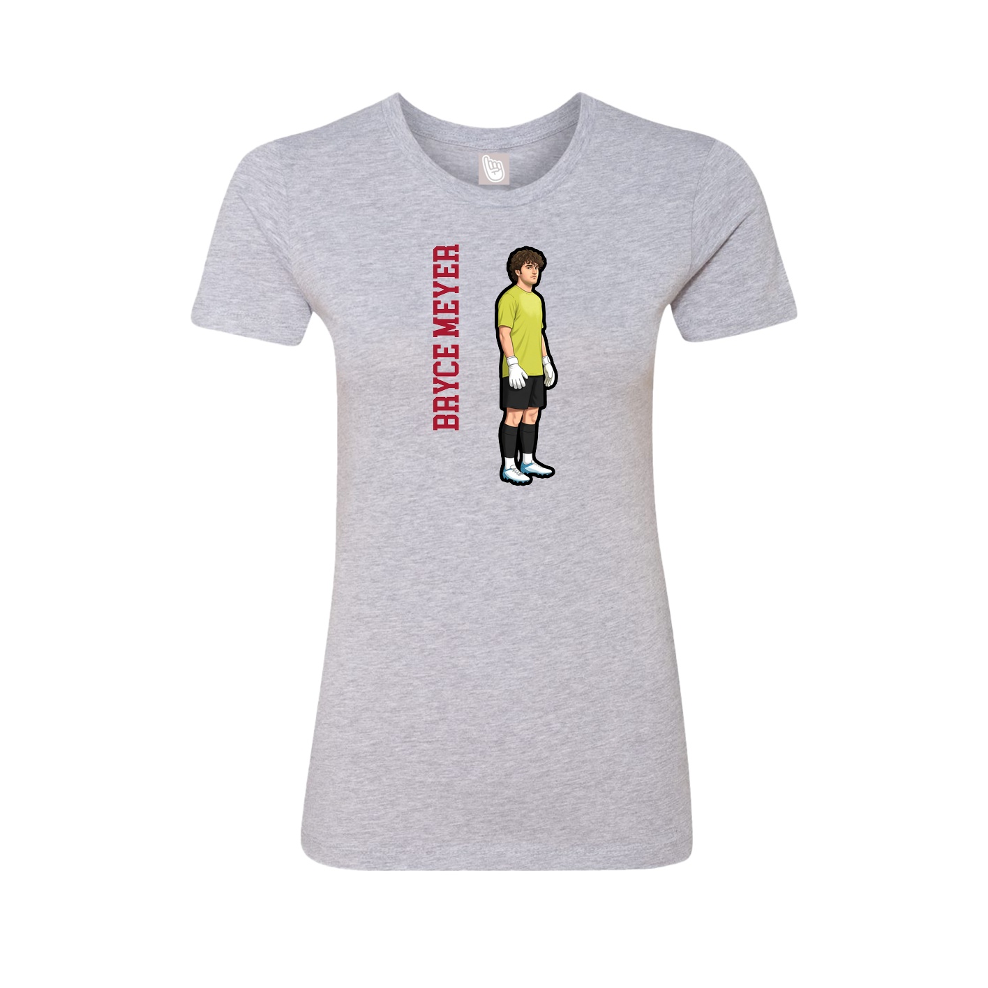 Fitted Women's Tee — Name Vertical in Grey