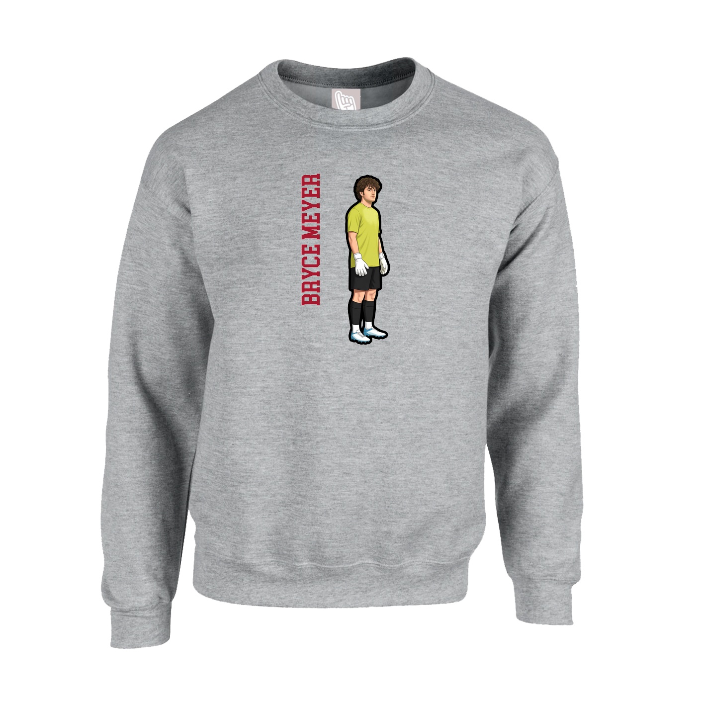 Fleece Crew — Name Vertical in Grey