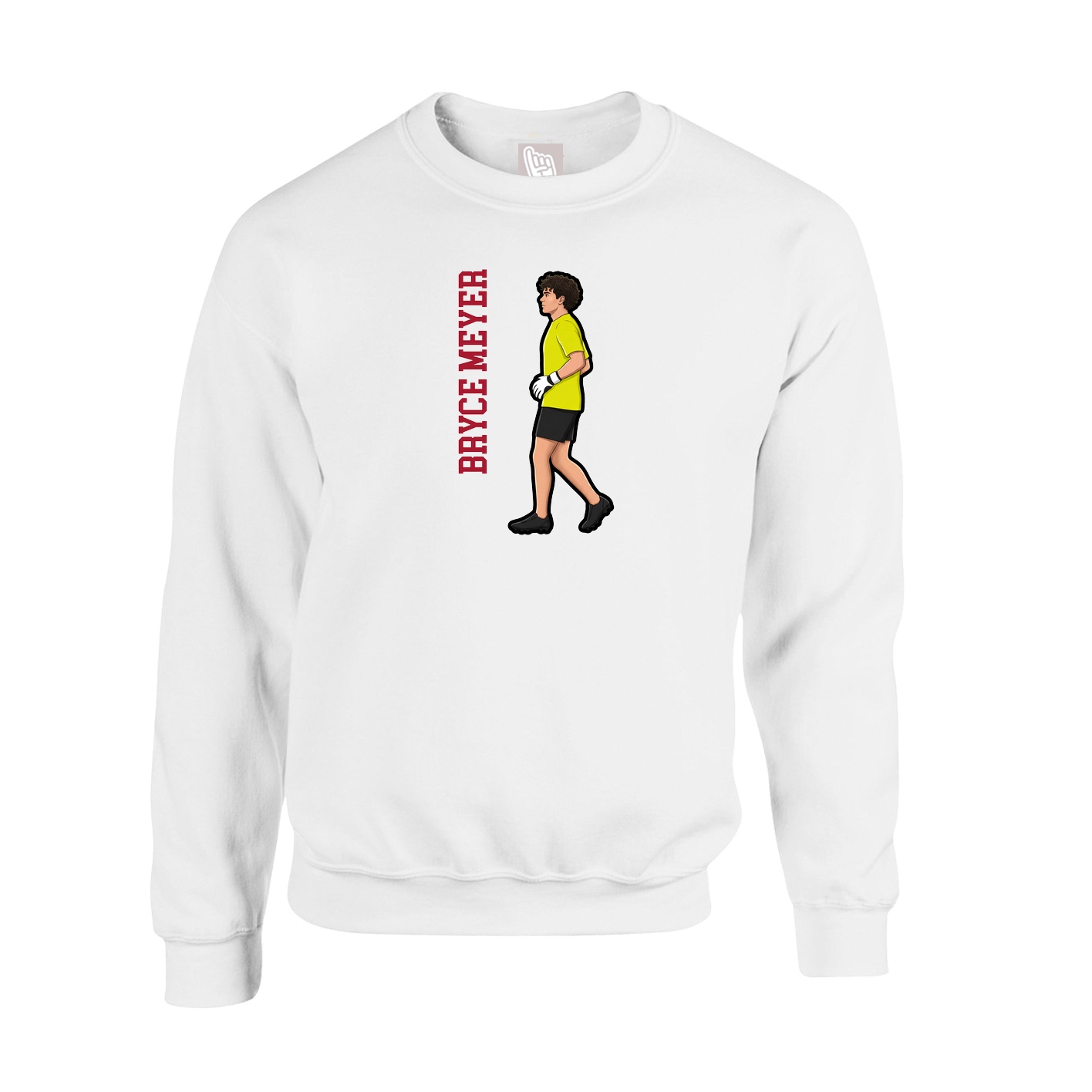 Fleece Crew — Name Vertical in White