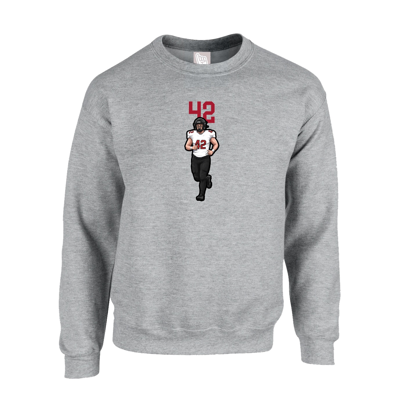 Fleece Crew — Number Top in Grey