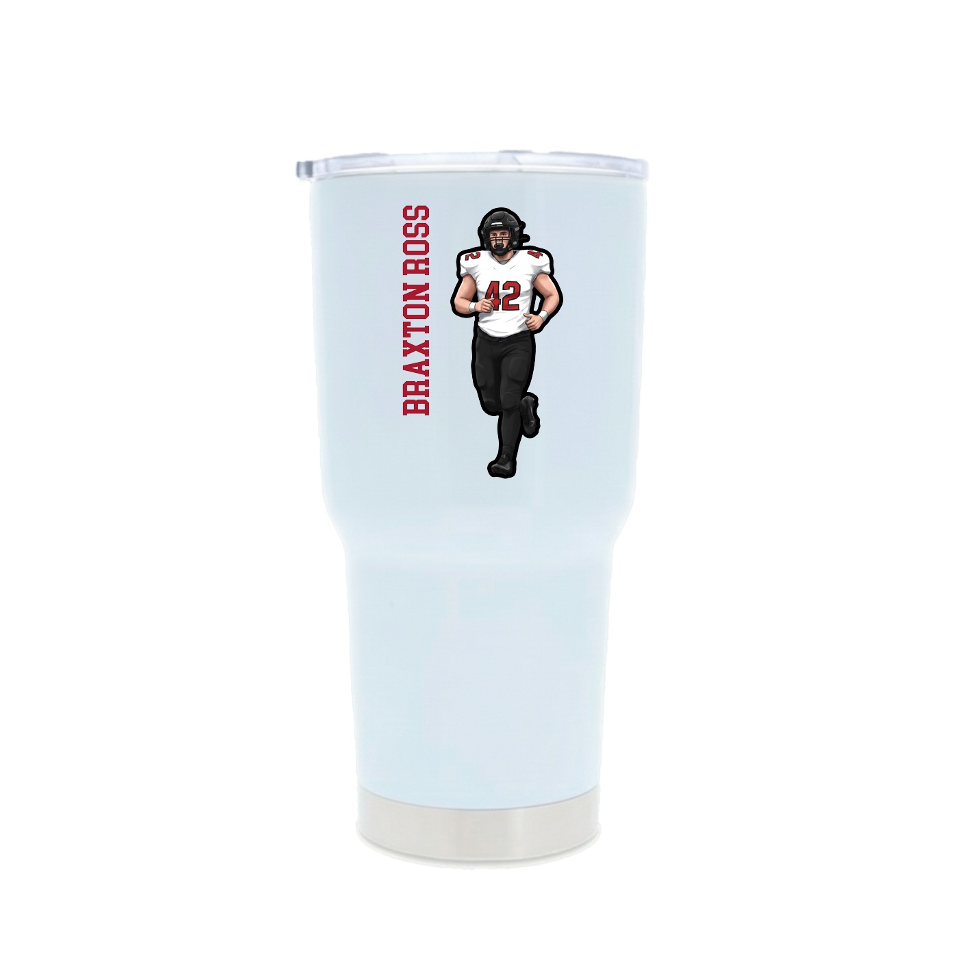 30oz Stainless Steel Tumbler — Name Vertical in White