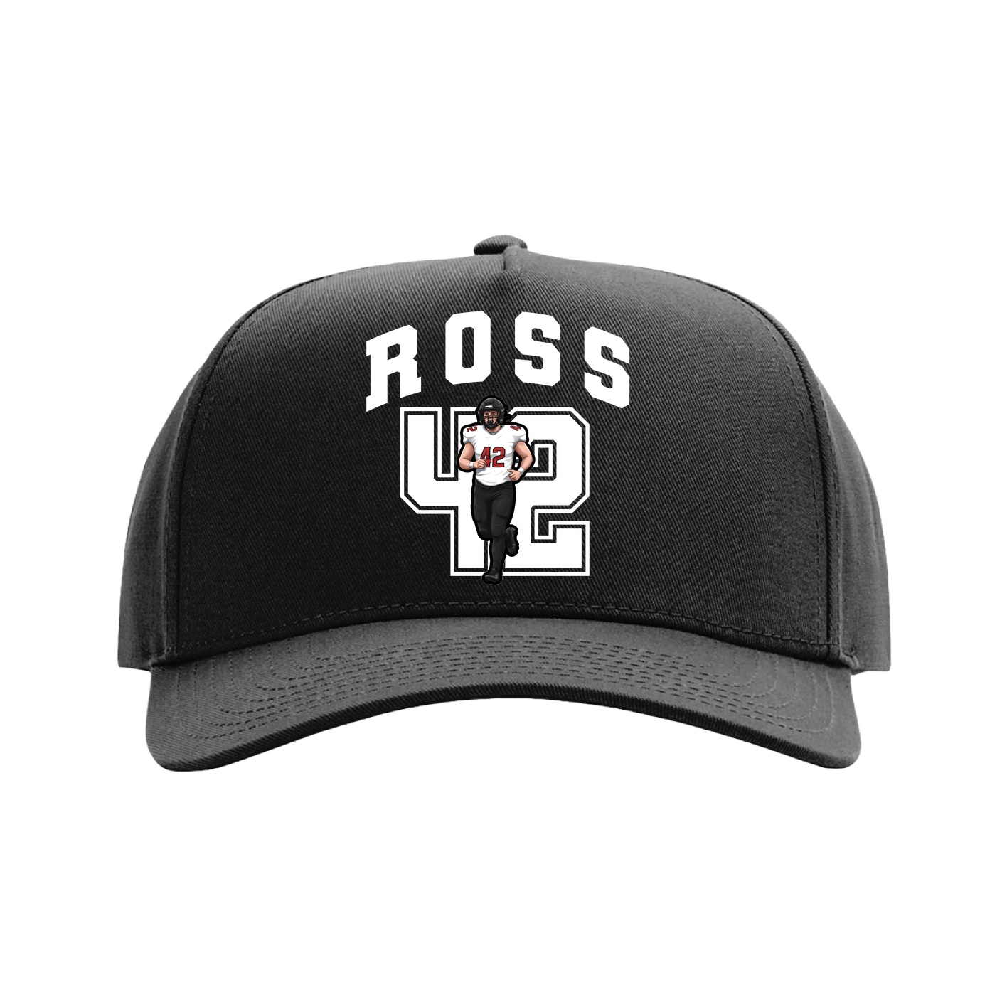 Full Fabric Five-Panel Champ Cap — Number in Black