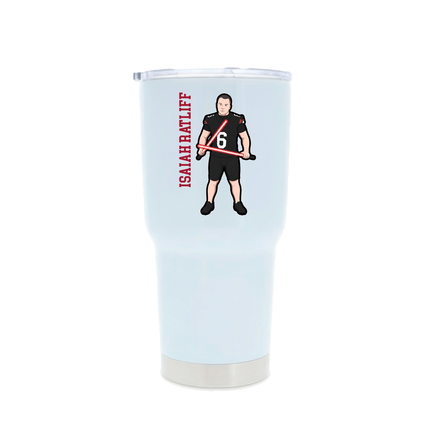 30oz Stainless Steel Tumbler — Name Vertical in White