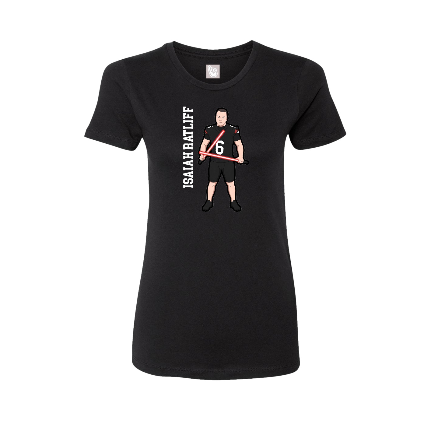 Fitted Women's Tee — Name Vertical in Black