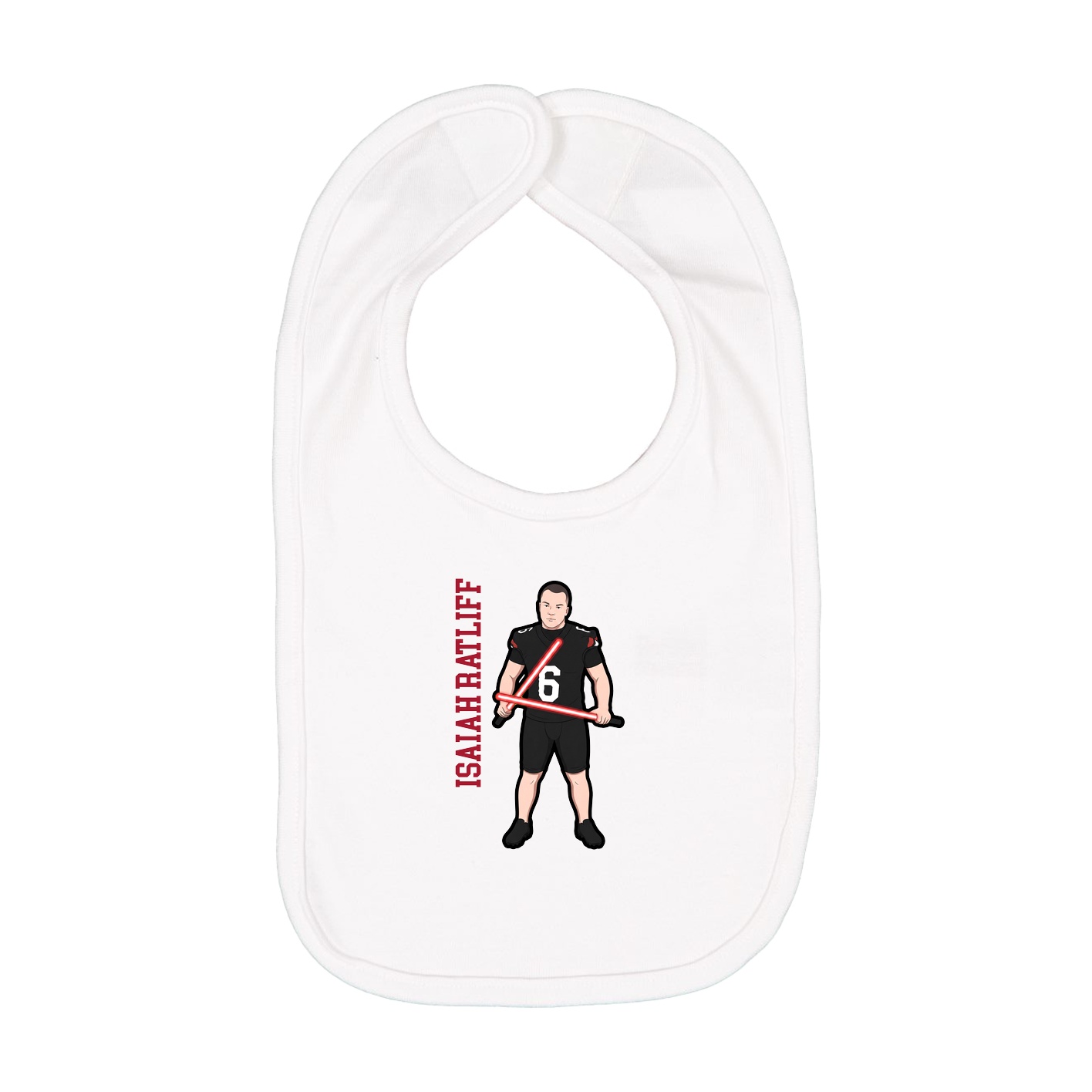 Infant Bib — Name Vertical in White