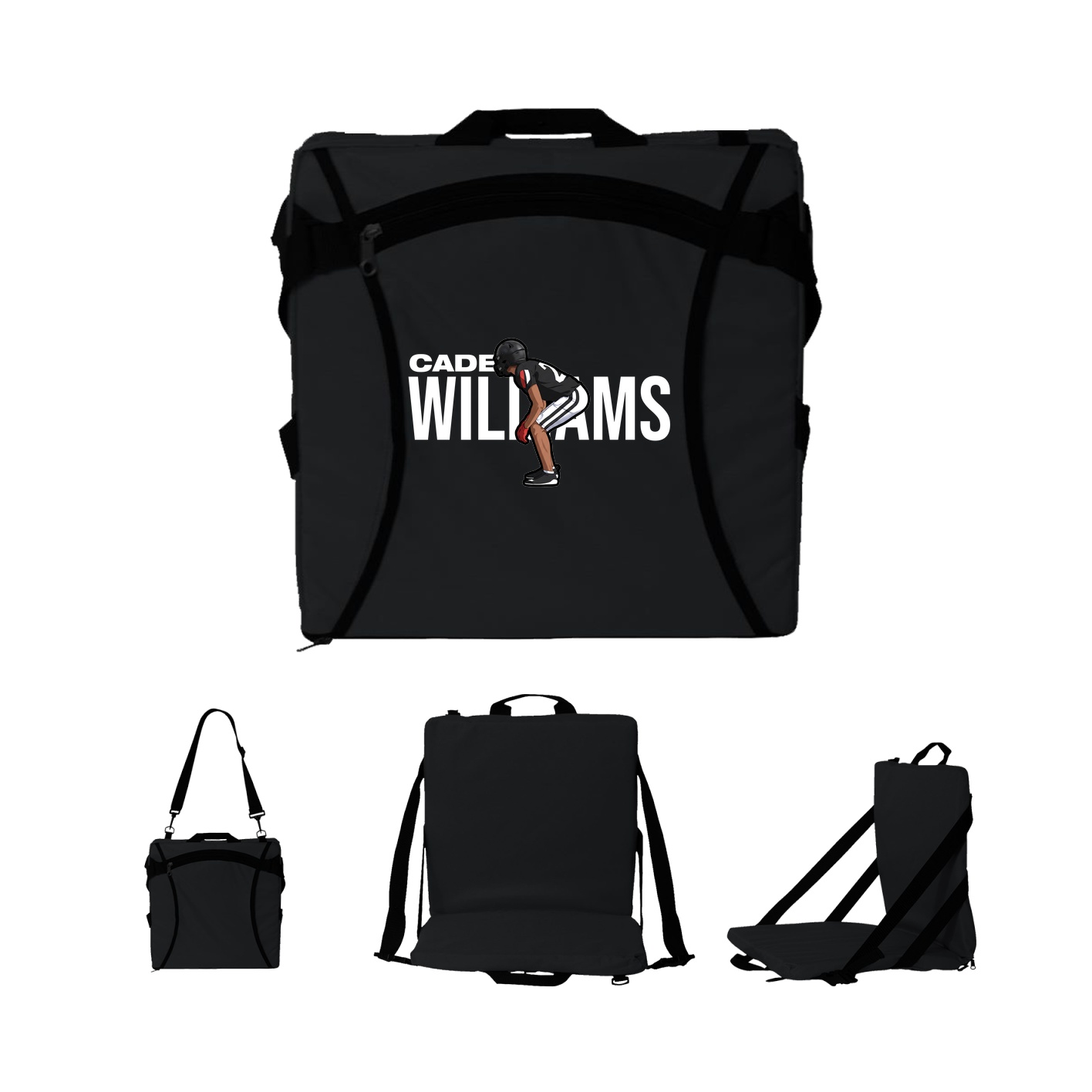 Folding Stadium Seat — Player Name in Black