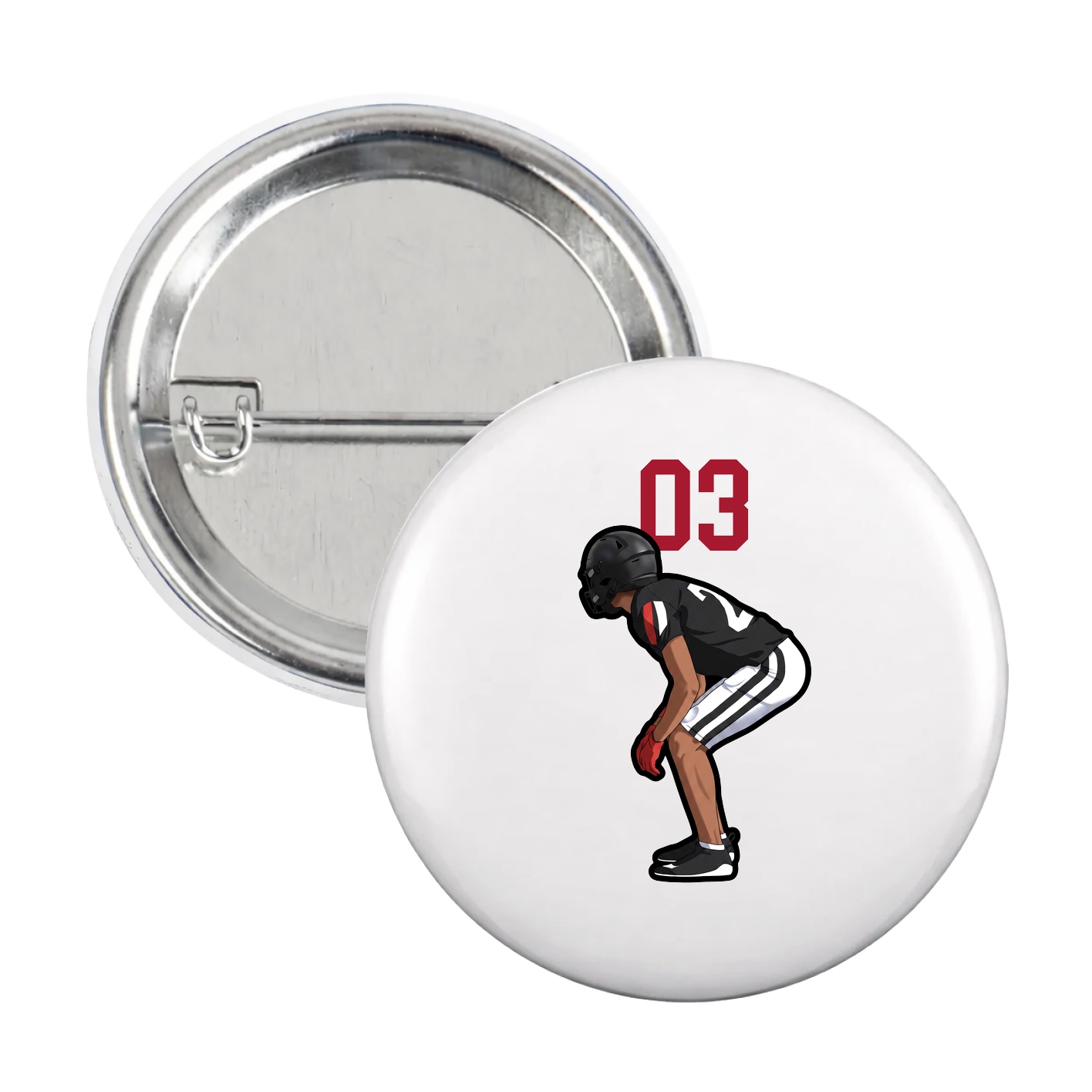 Game Day Button — Number Top in White