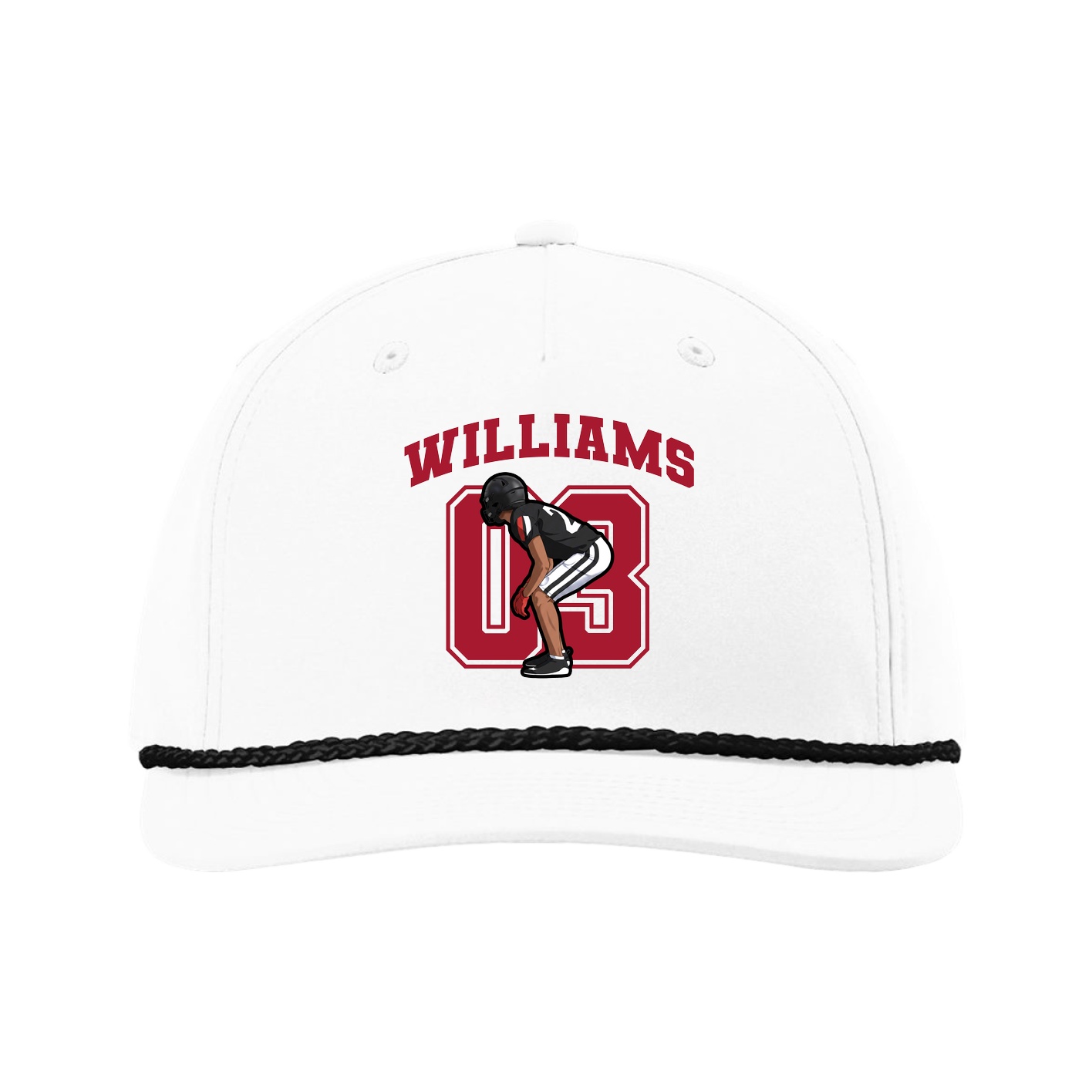 Five-Panel Classic Rope Cap — Number in White