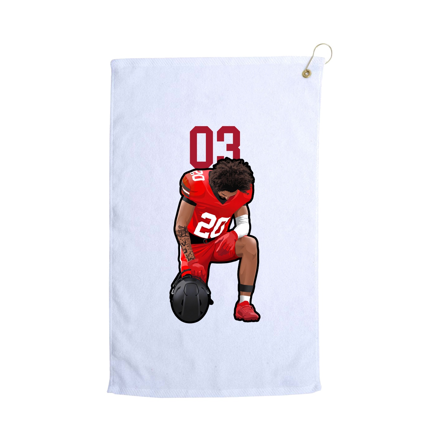 Golf Towel — Number Top in White