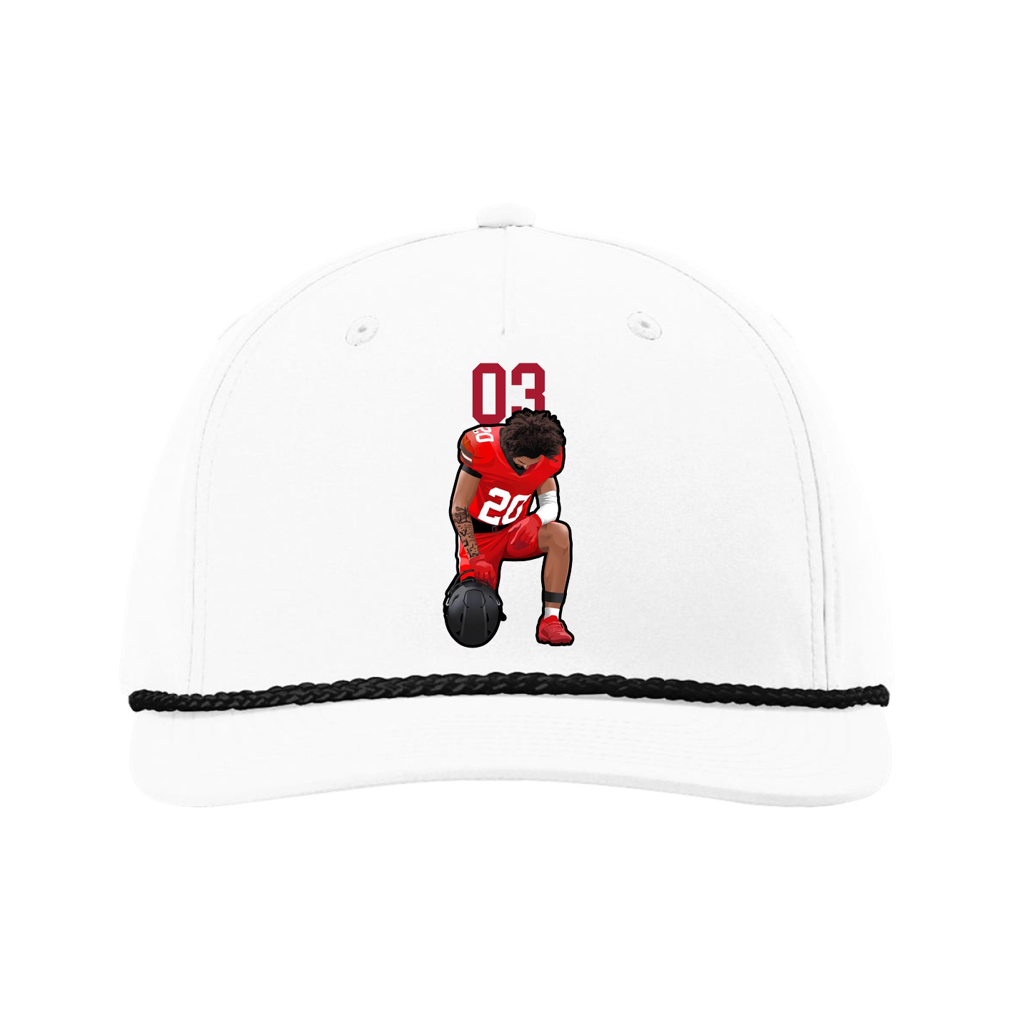 Five-Panel Classic Rope Cap — Number Top in White