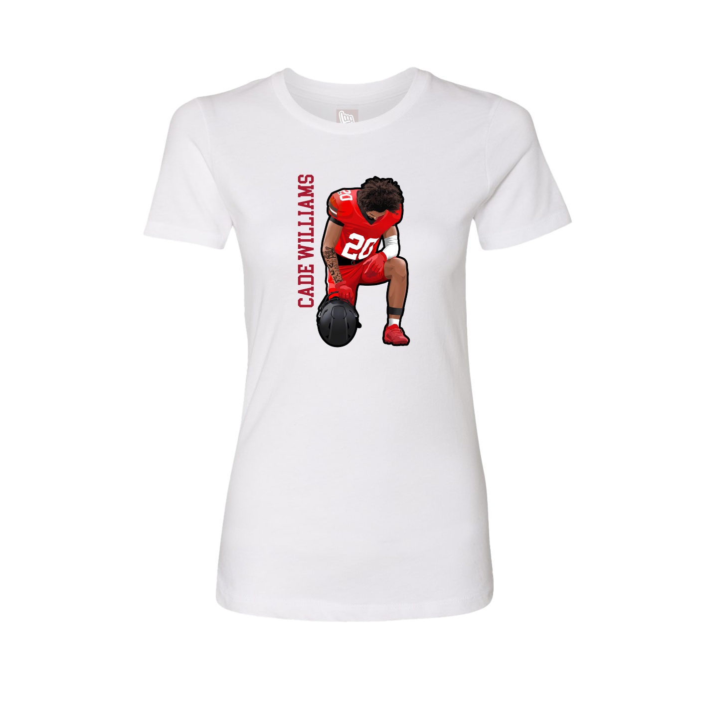 Fitted Women's Tee — Name Vertical in White