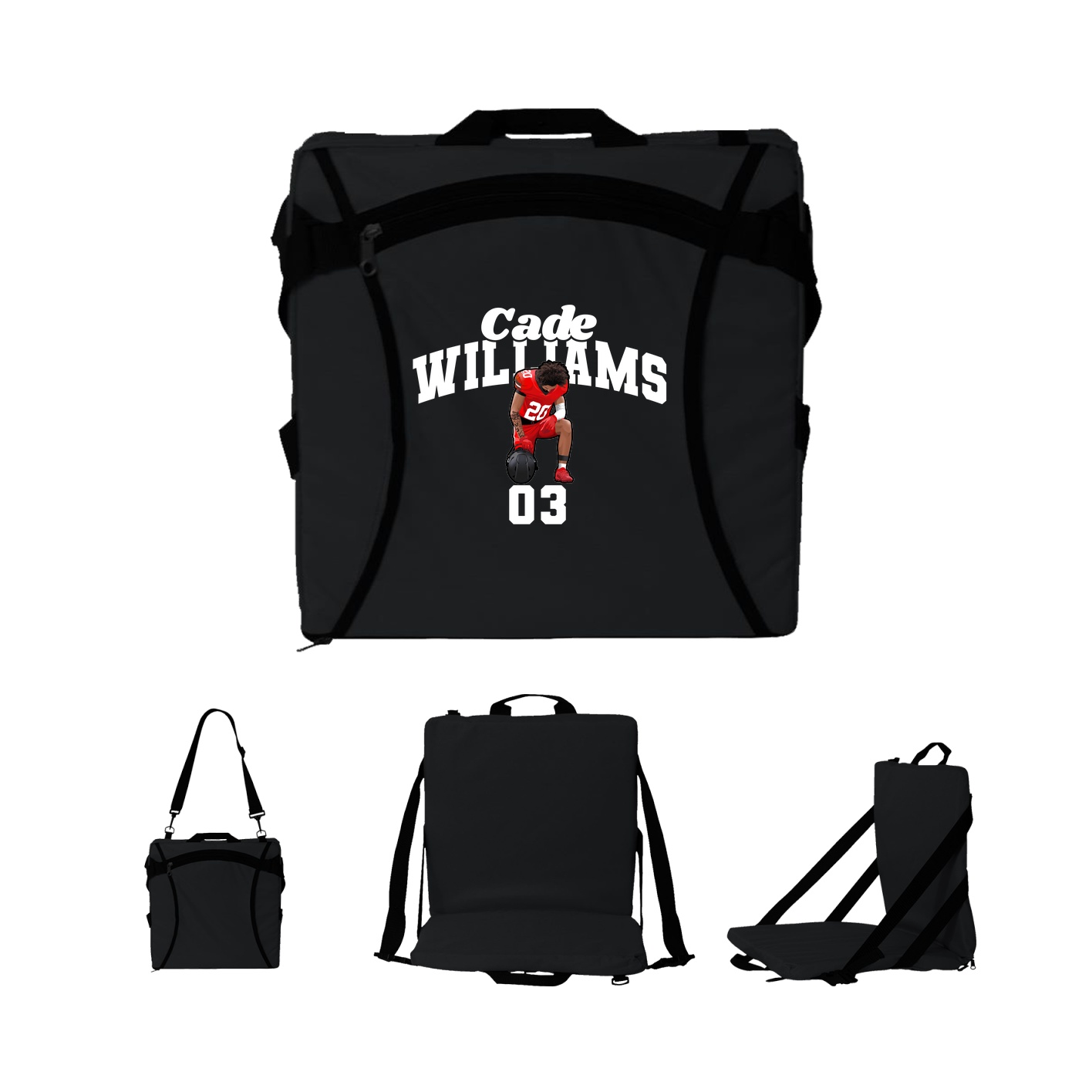 Folding Stadium Seat — Signature Arch in Black