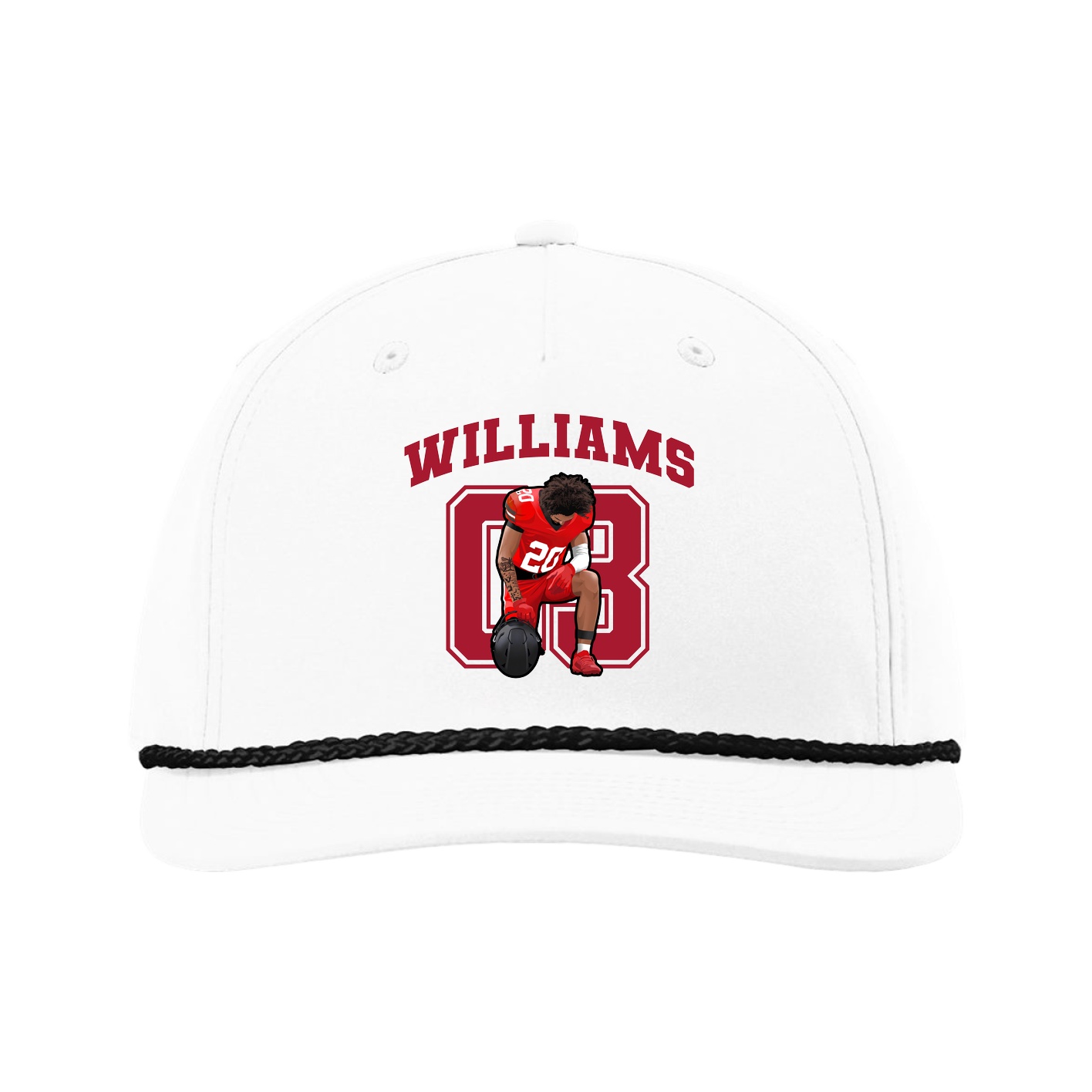Five-Panel Classic Rope Cap — Number in White