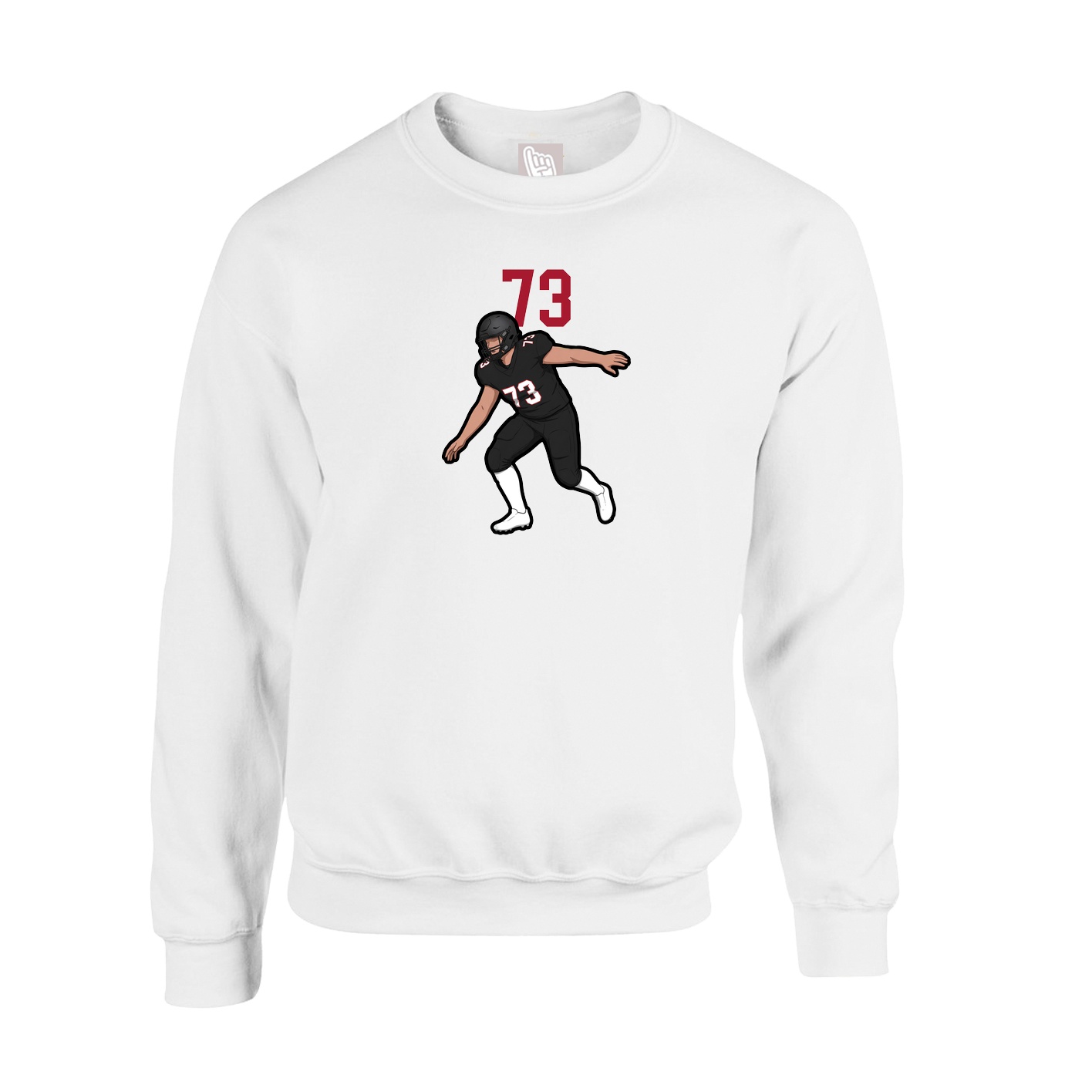 Fleece Crew — Number Top in White