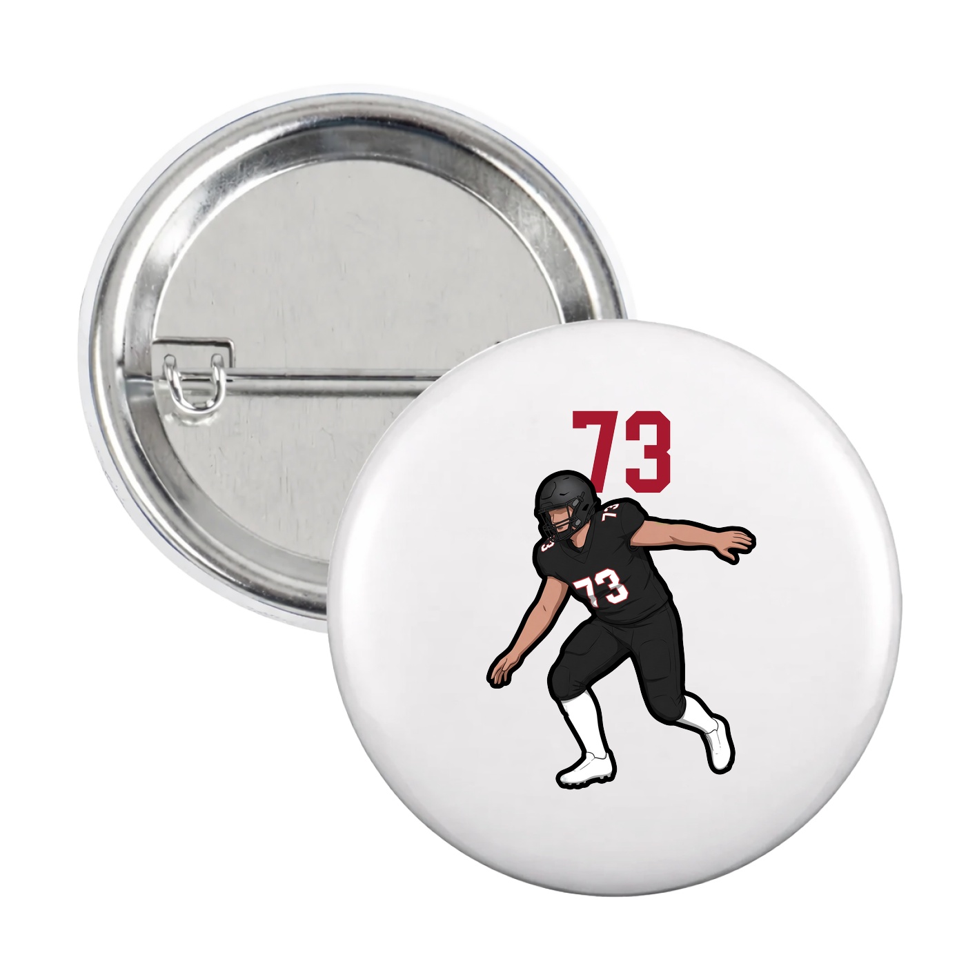Game Day Button — Number Top in White