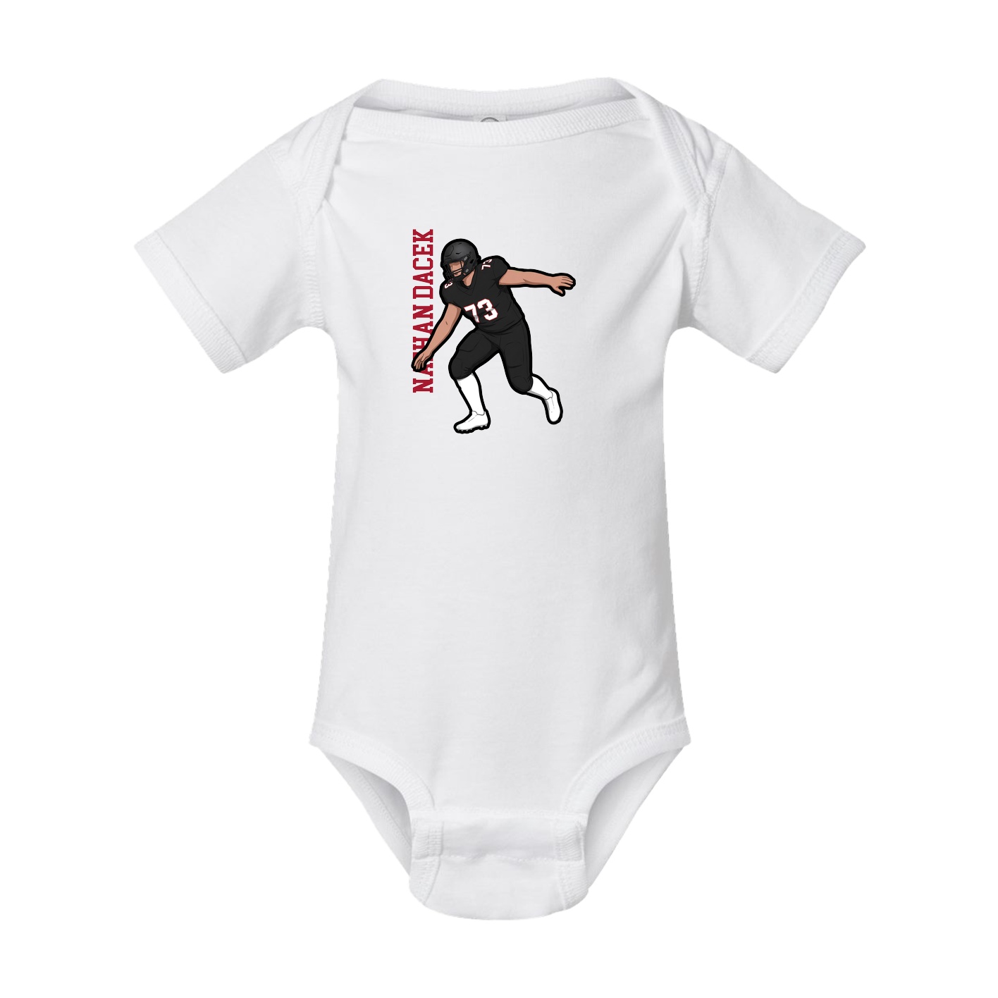Baby Onesie — Name Vertical in White
