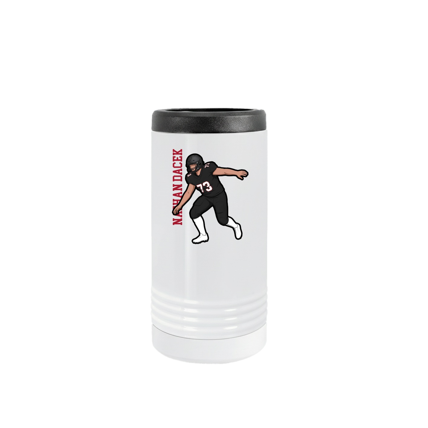 Slim Beverage Holder — Name Vertical in White