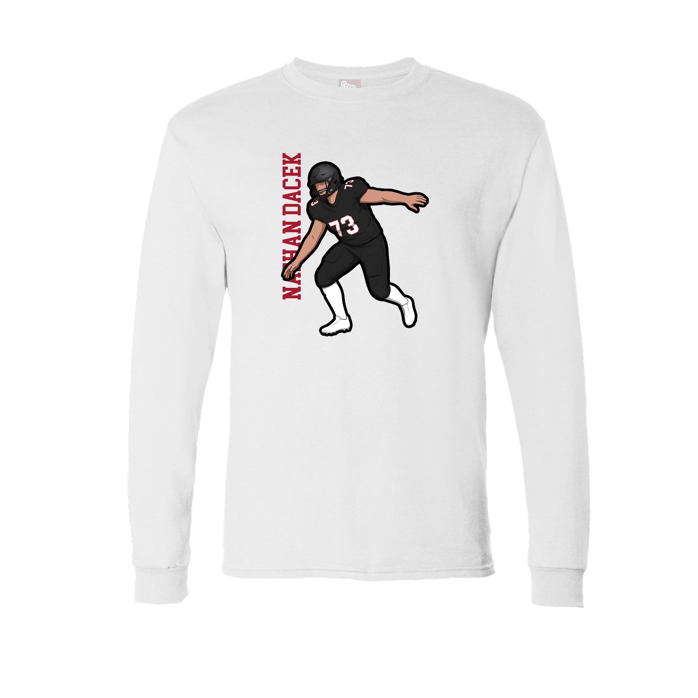 Long Sleeve Tee — Name Vertical in White