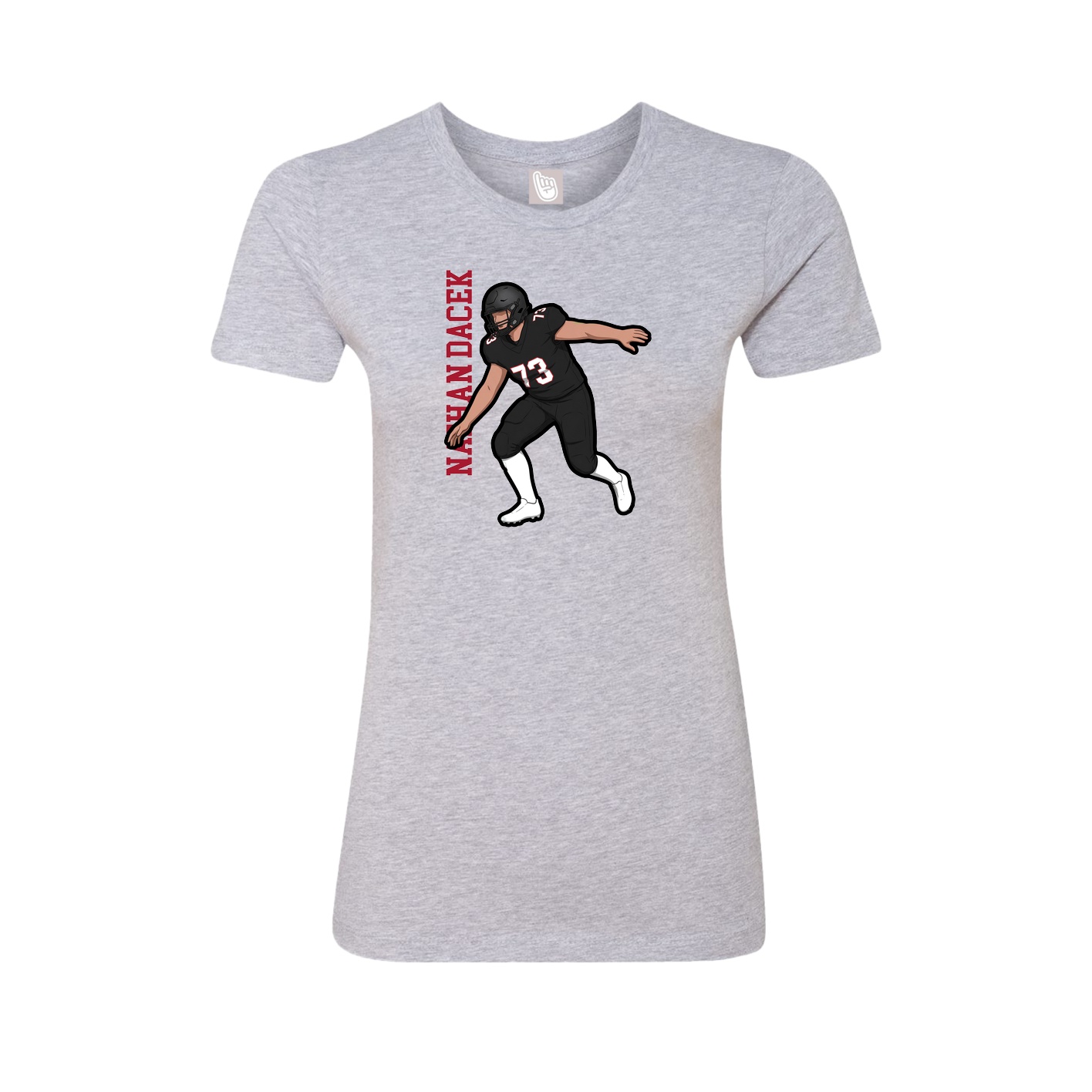 Fitted Women's Tee — Name Vertical in Grey