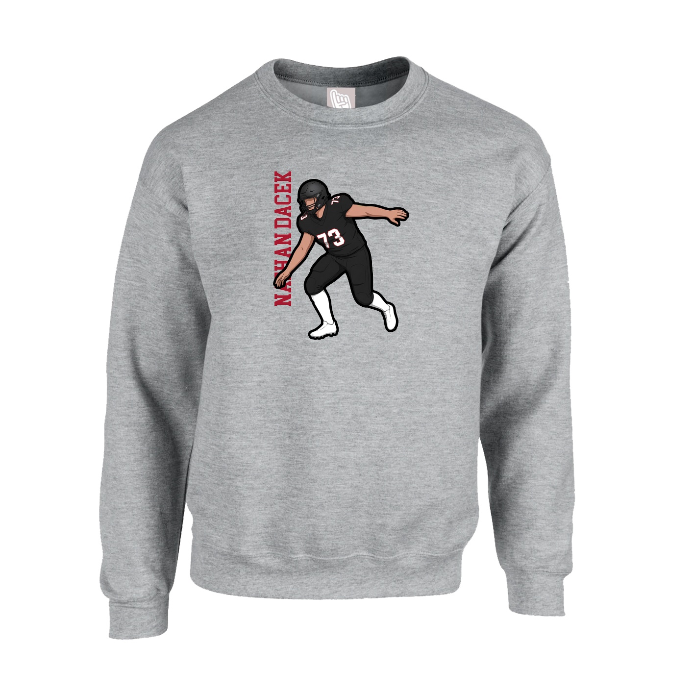 Fleece Crew — Name Vertical in Grey