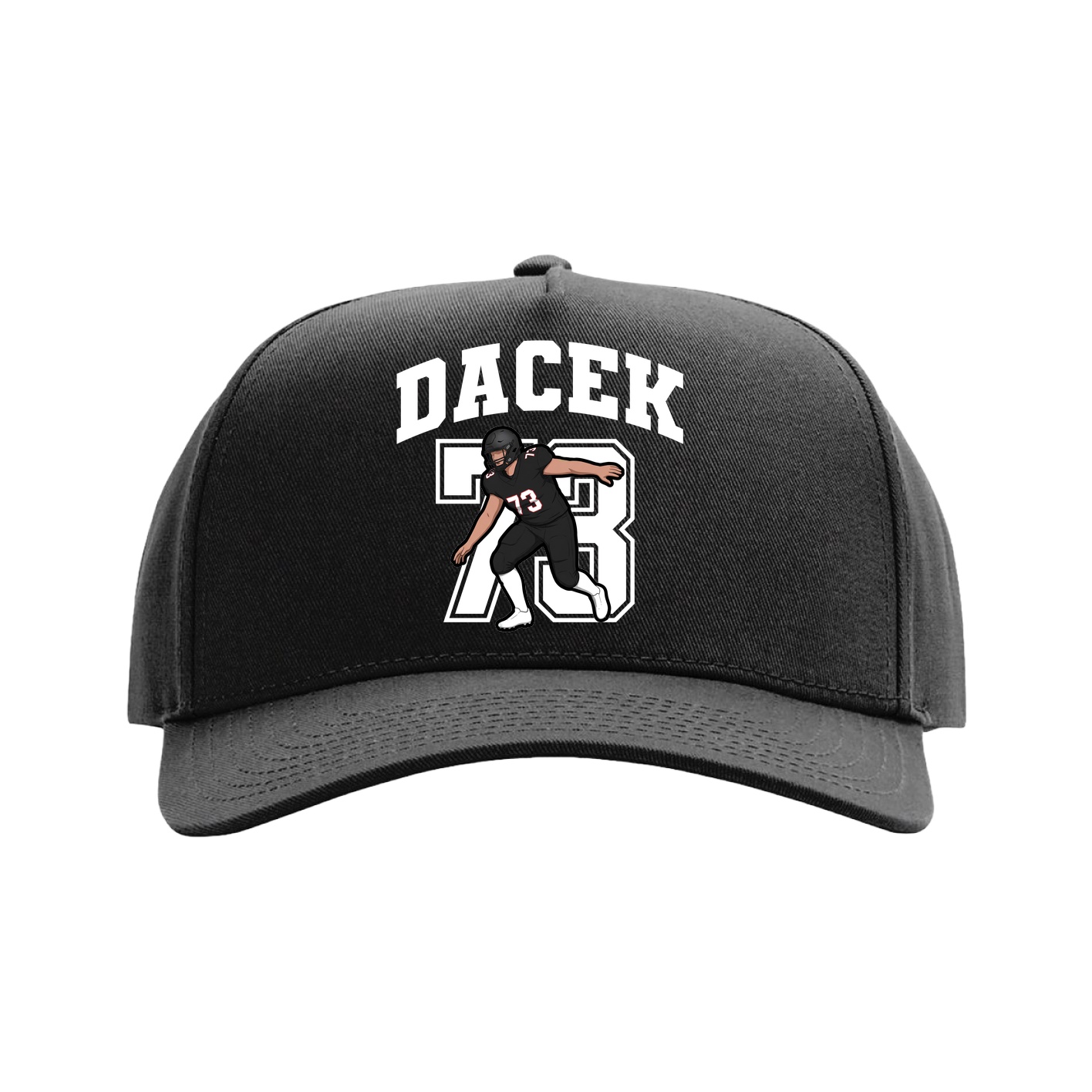 Full Fabric Five-Panel Champ Cap — Number in Black