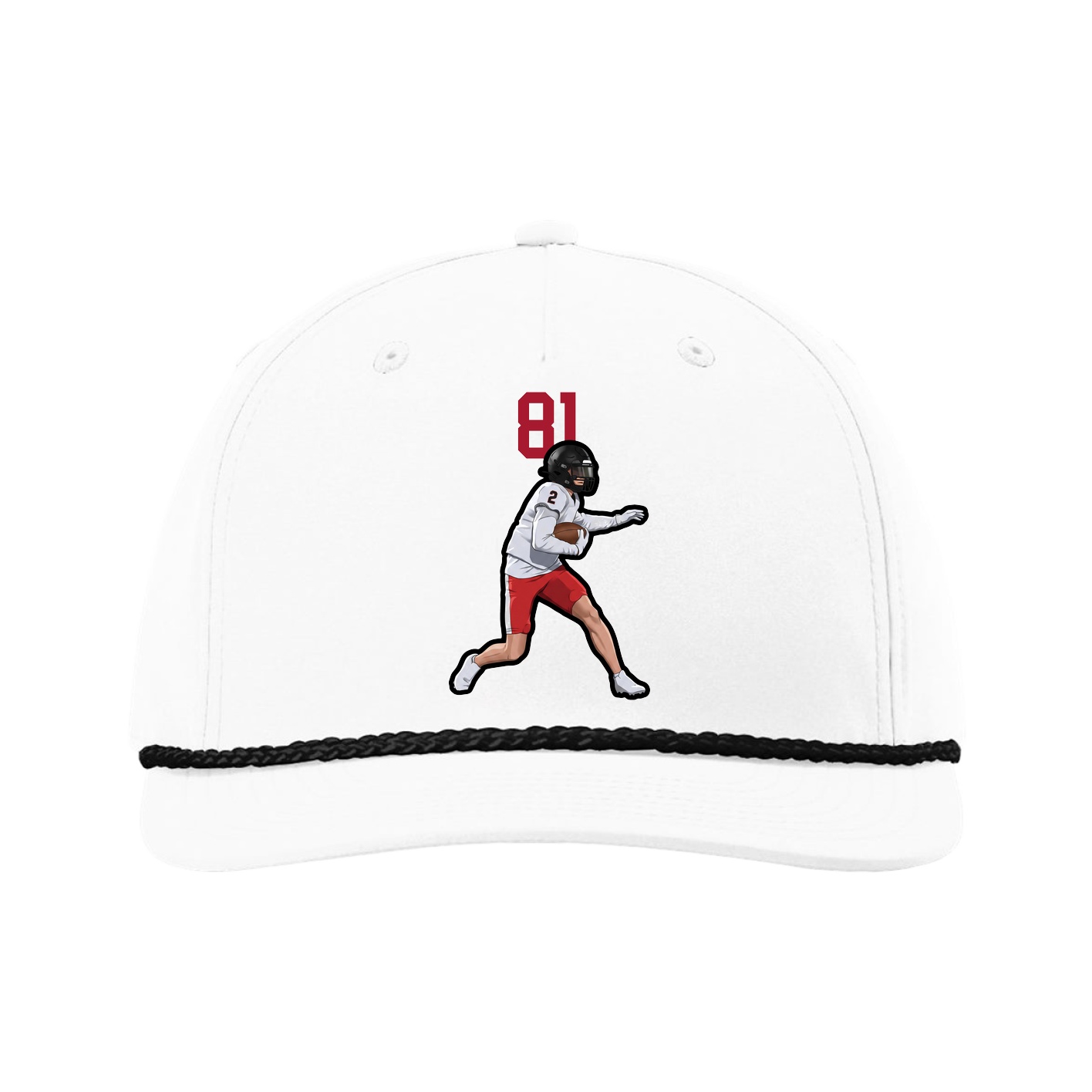 Five-Panel Classic Rope Cap — Number Top in White